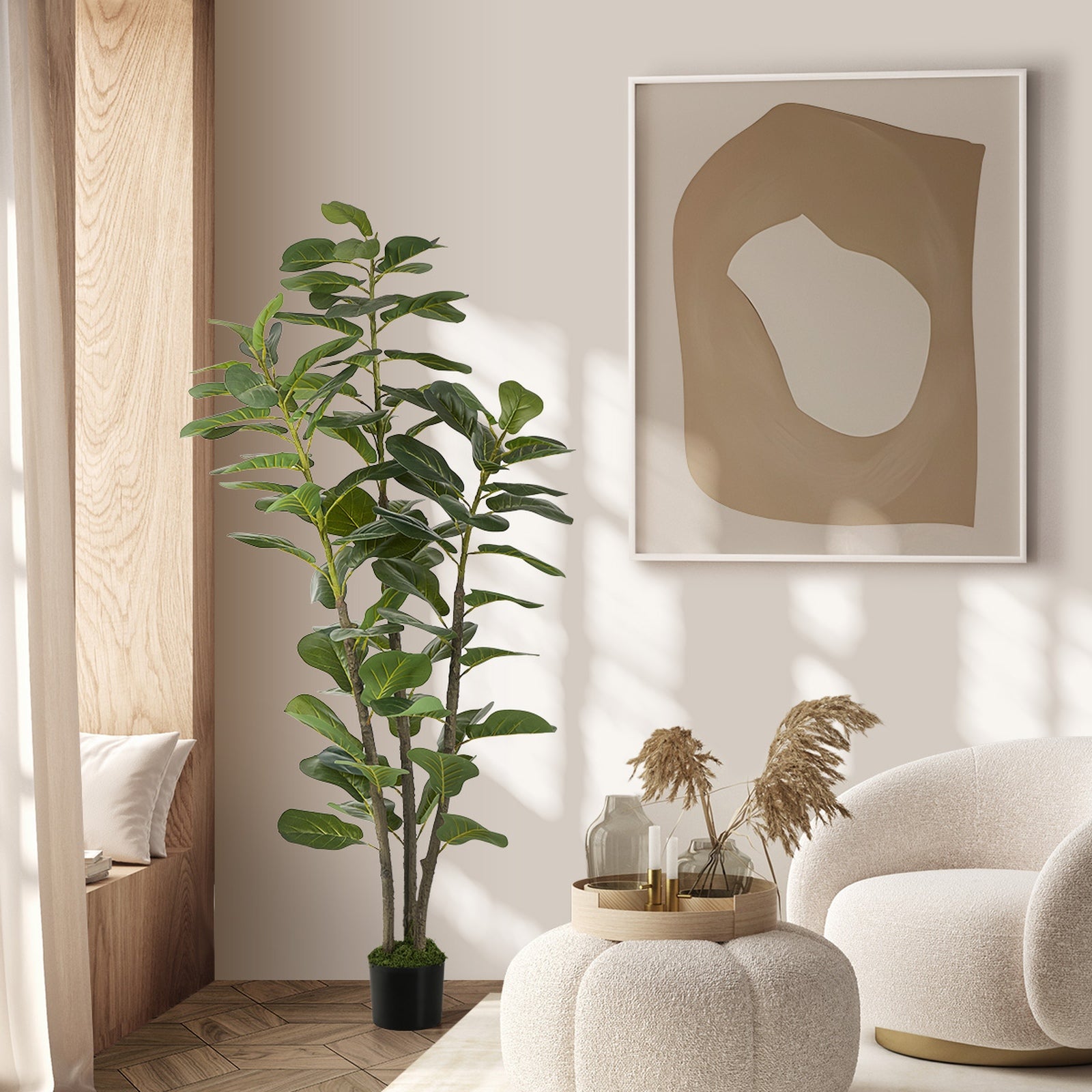 Livsip 150cm Artificial Fiddle Leaf Fig Tree Lifelike Faux Potted Plant - Sunyee