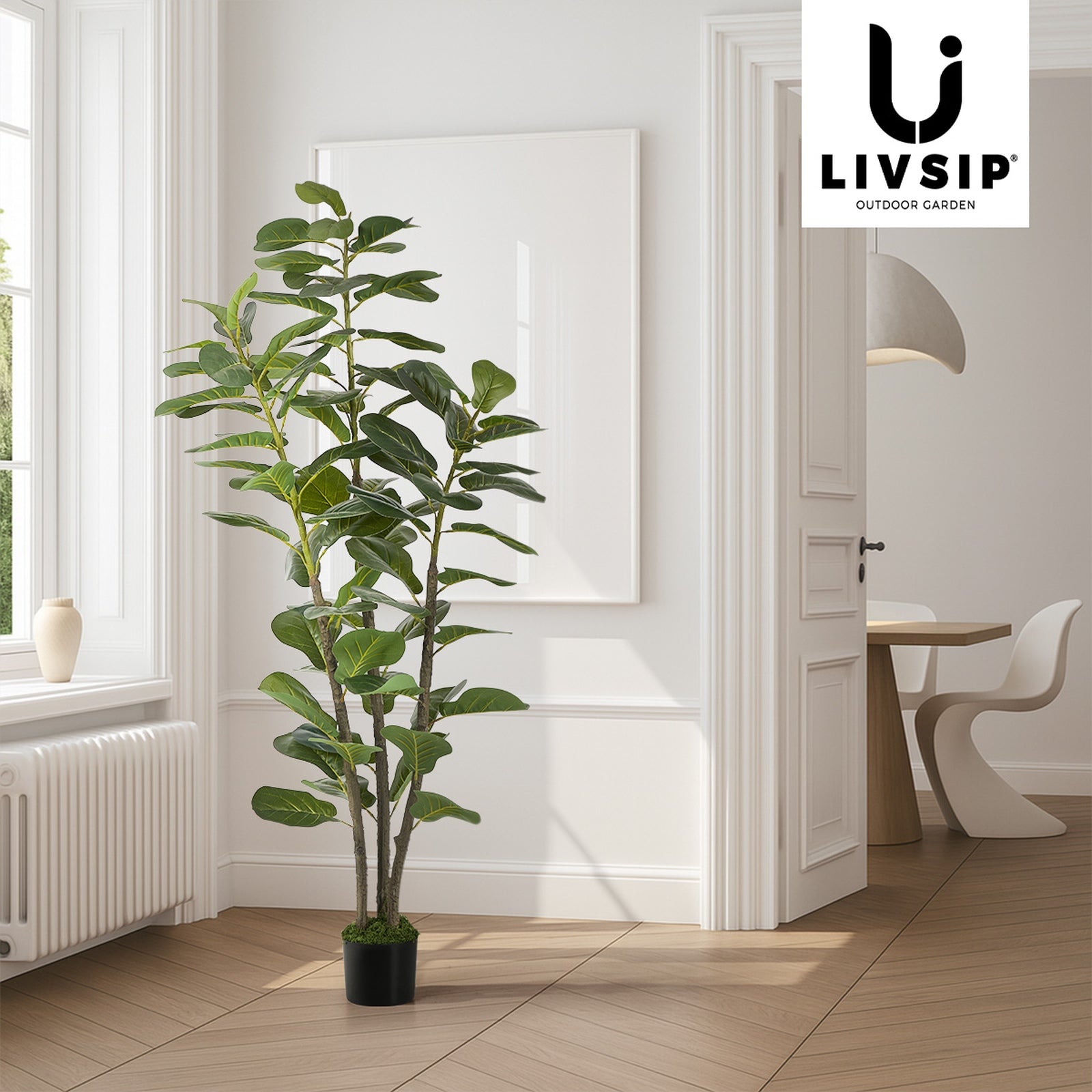 Livsip 150cm Artificial Fiddle Leaf Fig Tree Lifelike Faux Potted Plant - Sunyee