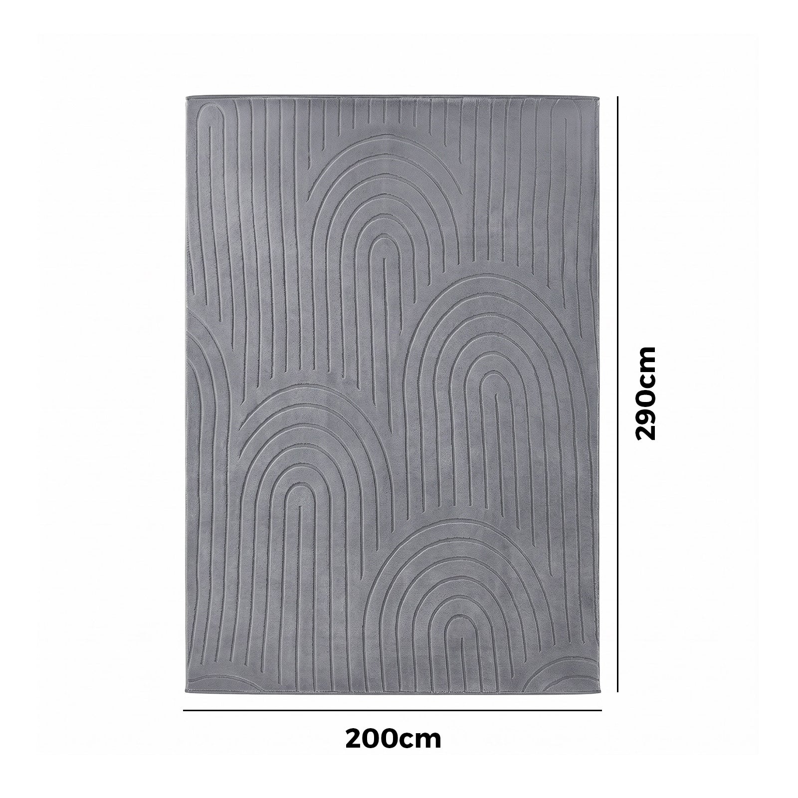 Oikiture Geometric Arch Jacquard Area Rug Modern Floor Carpet 200X290cm Grey