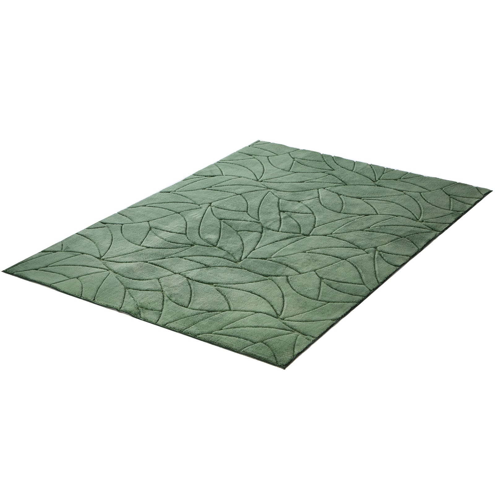 Oikiture Textured Leaf Jacquard Area Rug Floor Carpet Soft Decor 160X230cm Green