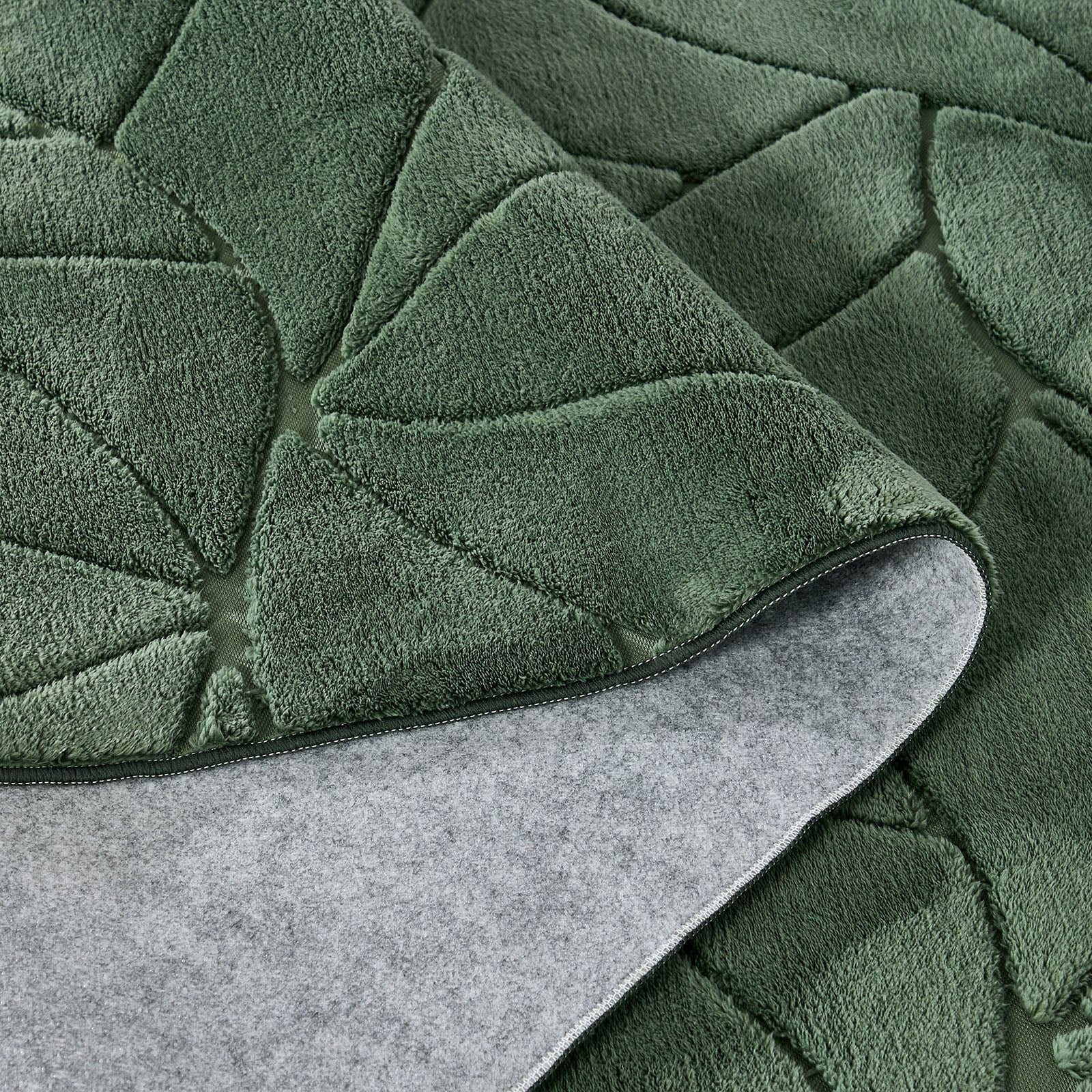 Oikiture Textured Leaf Jacquard Area Rug Floor Carpet Soft Decor 160X230cm Green
