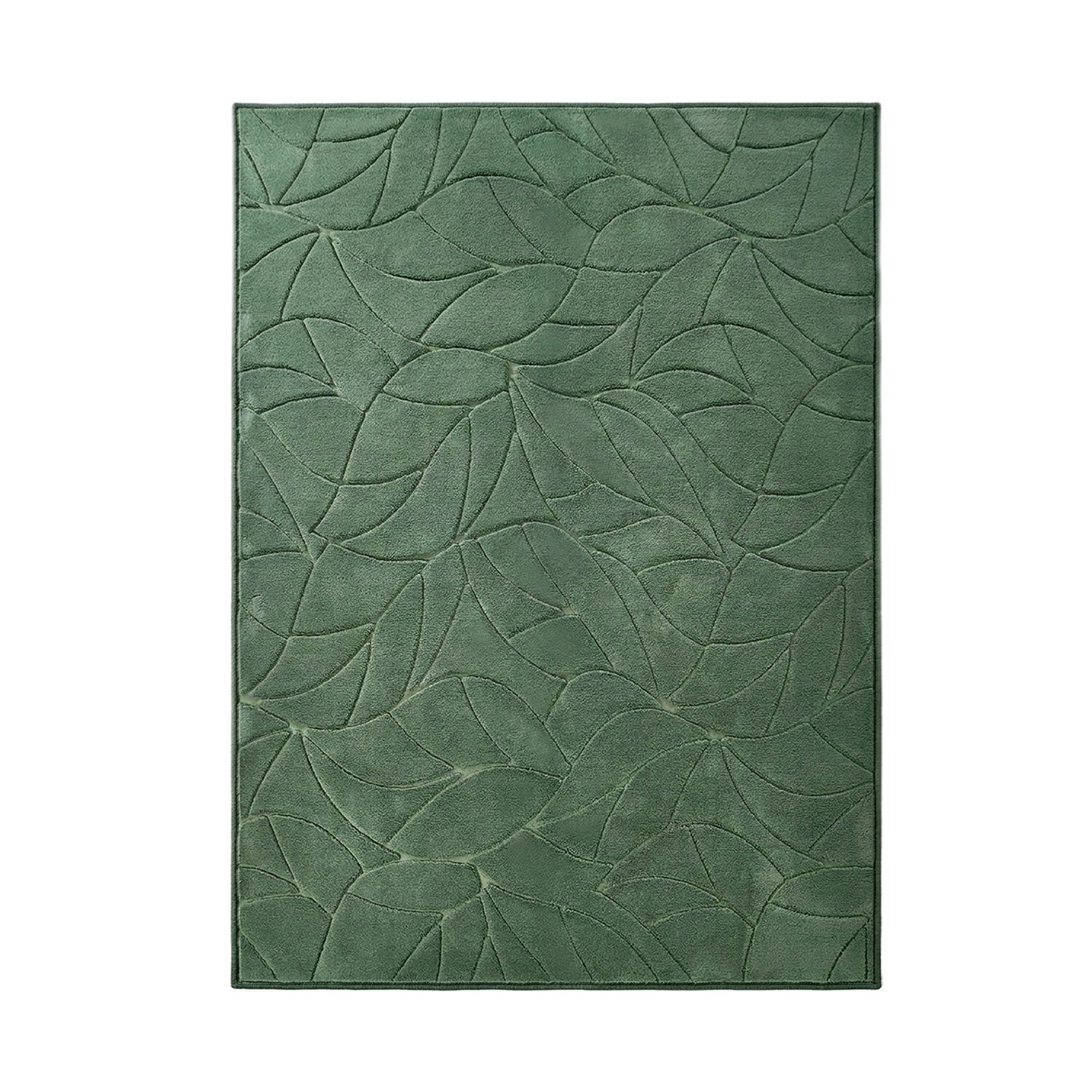 Oikiture Textured Leaf Jacquard Area Rug Floor Carpet Soft Decor 160X230cm Green