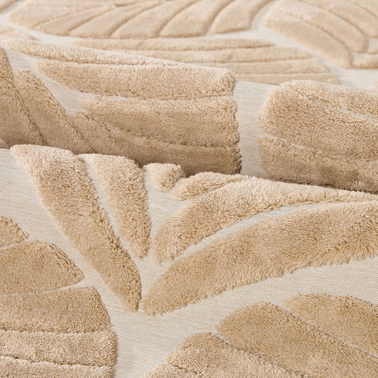 Oikiture Embossed Leaf Area Rug Jacquard Texture Floor Carpet 160X230cm Beige