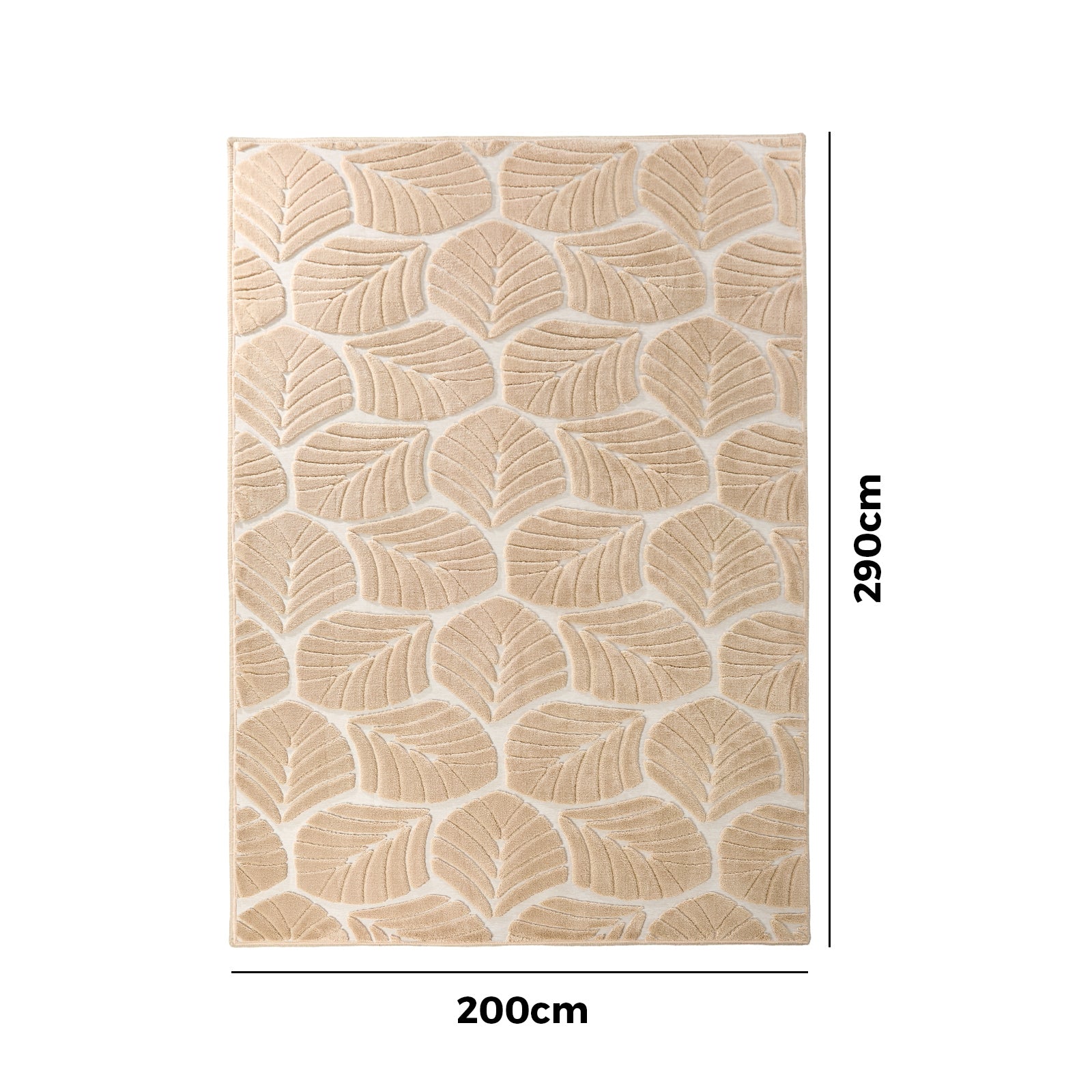 Oikiture Embossed Leaf Area Rug Jacquard Texture Floor Carpet 200X290cm Beige