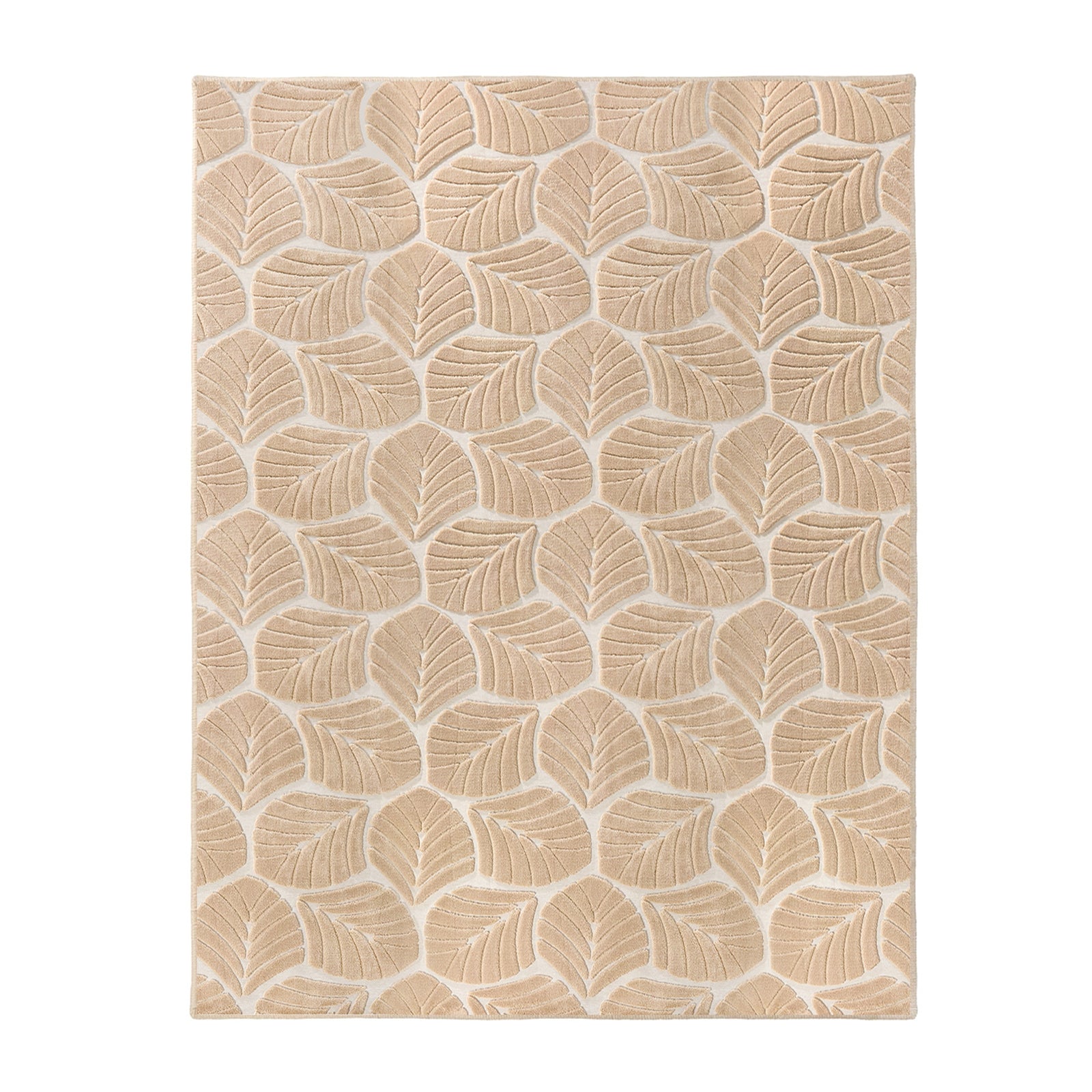 Oikiture Embossed Leaf Area Rug Jacquard Texture Floor Carpet 240X340cm Beige