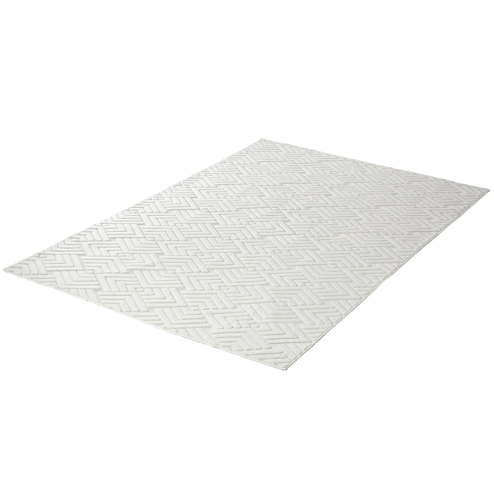 Oikiture Jacquard Area Rug Geometric Texture Floor Carpet 160X230cm Ivory Cream