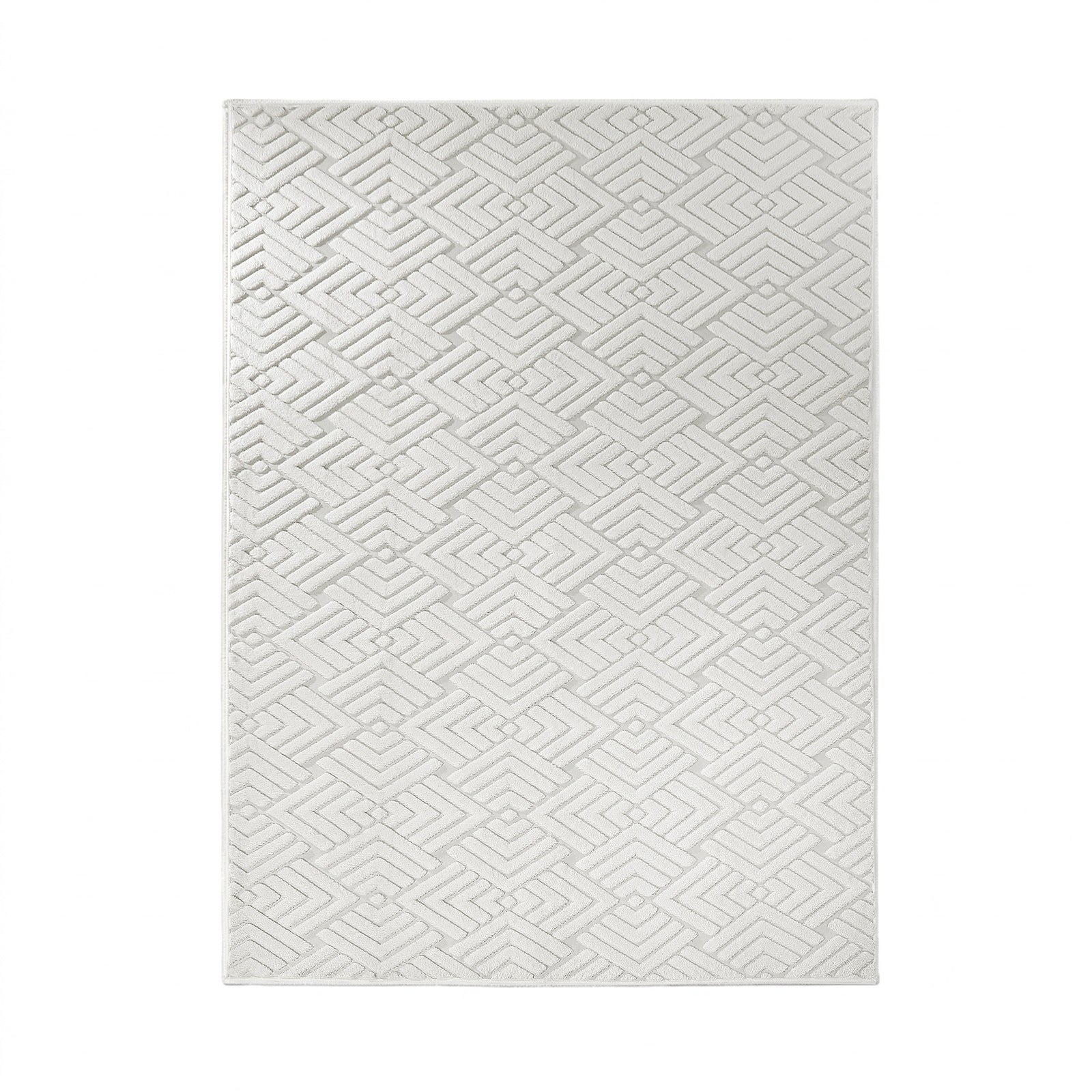 Oikiture Jacquard Area Rug Geometric Texture Floor Carpet 160X230cm Ivory Cream