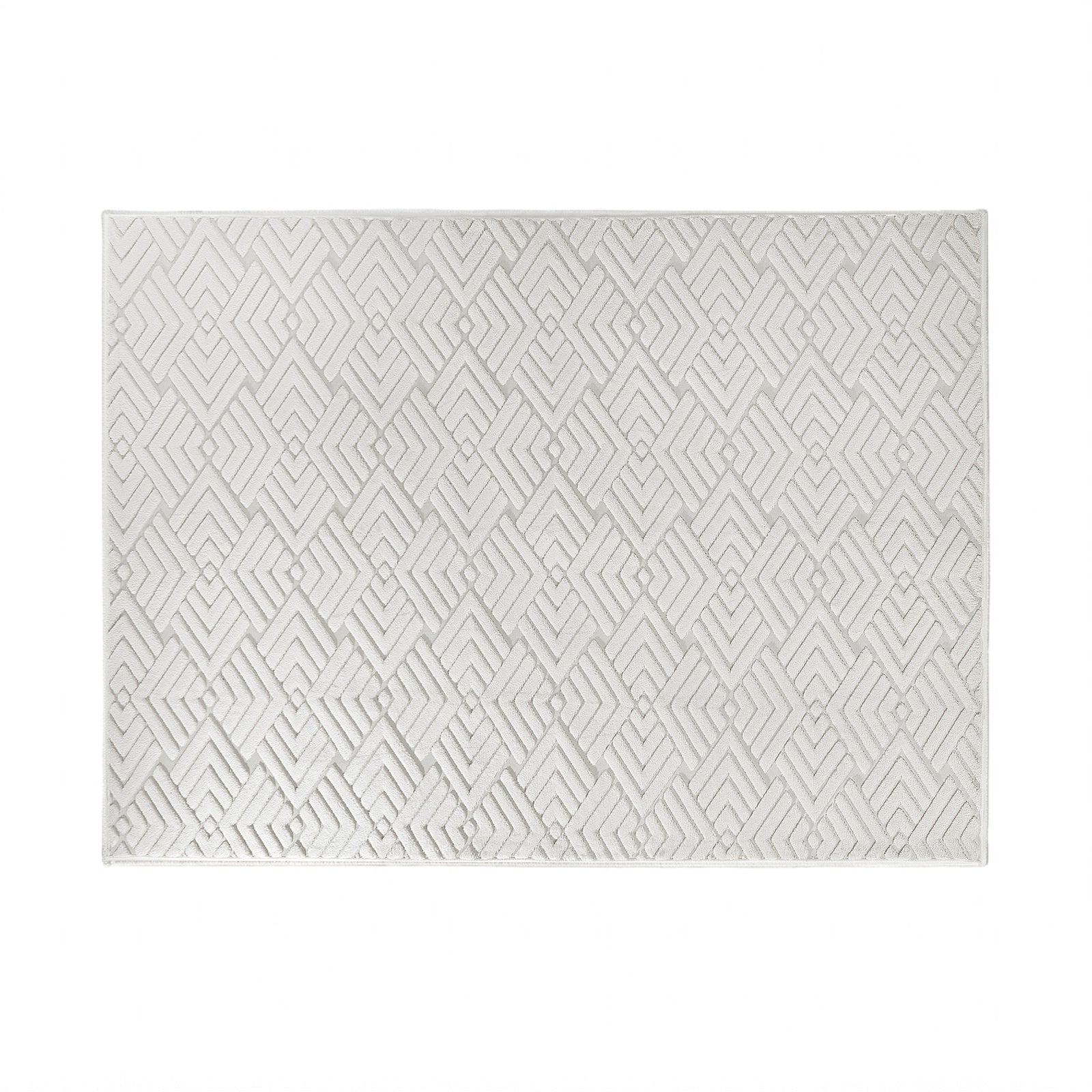 Oikiture Jacquard Area Rug Geometric Texture Floor Carpet 200X290cm Ivory Cream
