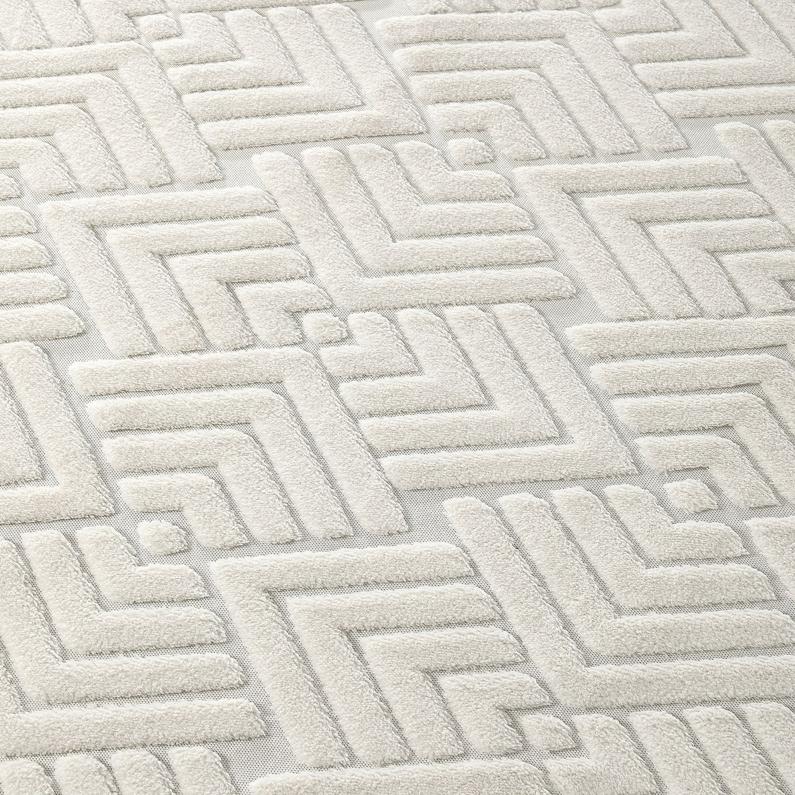 Oikiture Jacquard Area Rug Geometric Texture Floor Carpet 240X340cm Ivory Cream
