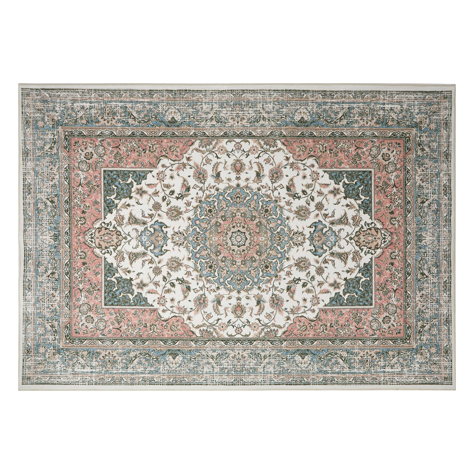 Oikiture Vintage Persian Area Rug Washable Soft Low Pile Carpet 200X290cm