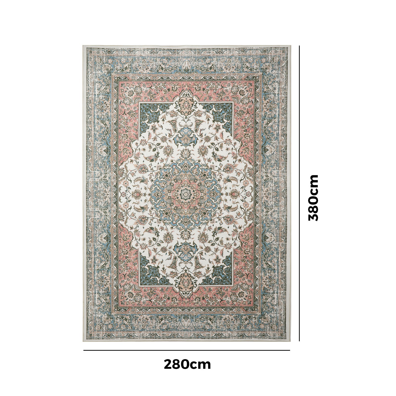Oikiture Vintage Persian Area Rug Washable Soft Low Pile Carpet 280X380cm