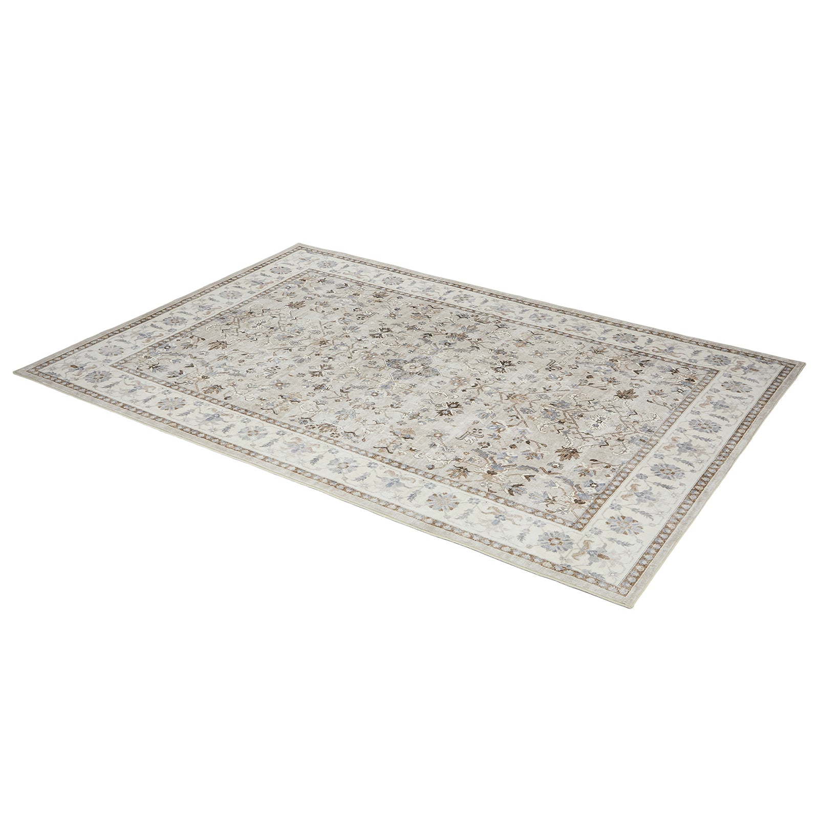 Oikiture Vintage Oriental Floral Area Rug Washable Low Pile Carpet 160X230cm