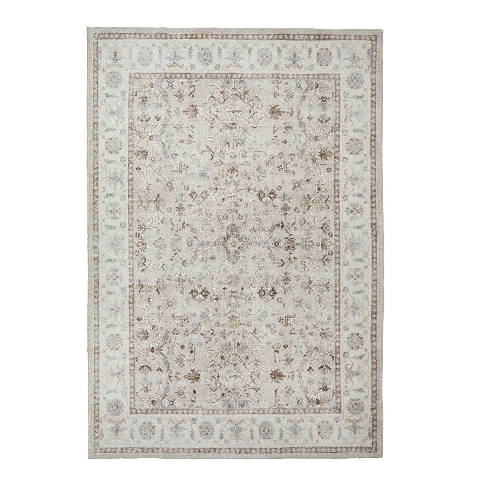 Oikiture Vintage Oriental Floral Area Rug Washable Low Pile Carpet 240X340cm