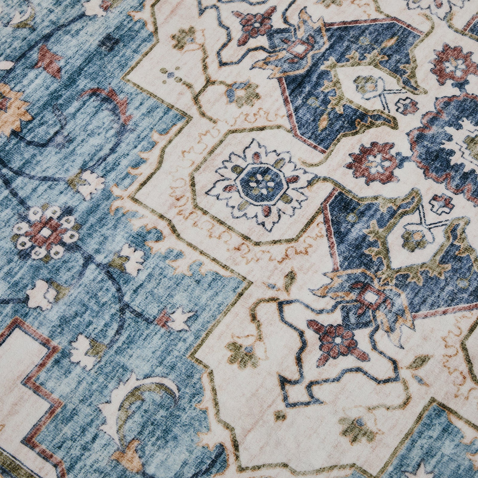 Oikiture Distressed Blue Persian Rug Washable Non Slip Floor Carpet 160X230cm