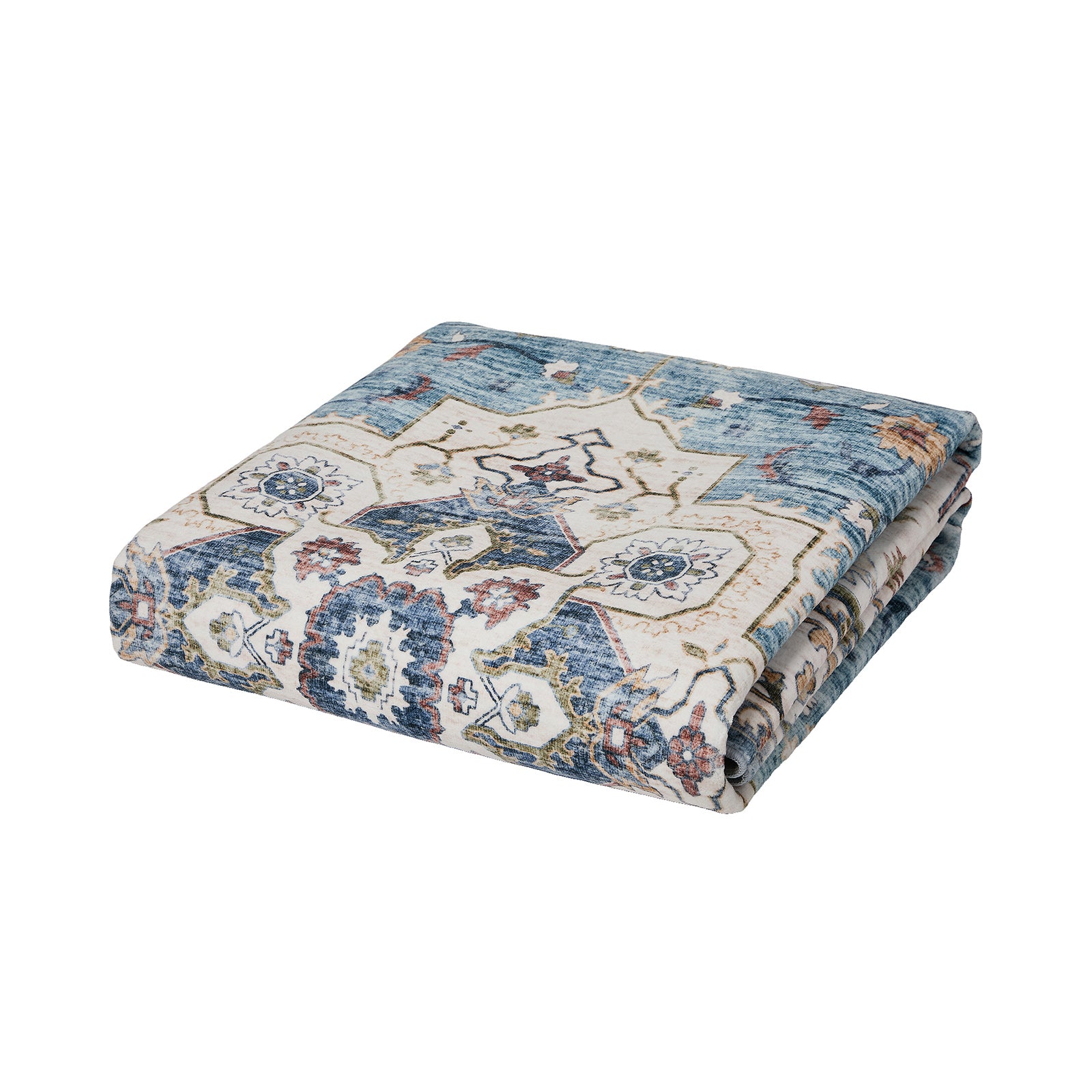 Oikiture Distressed Blue Persian Rug Washable Non Slip Floor Carpet 200X290cm