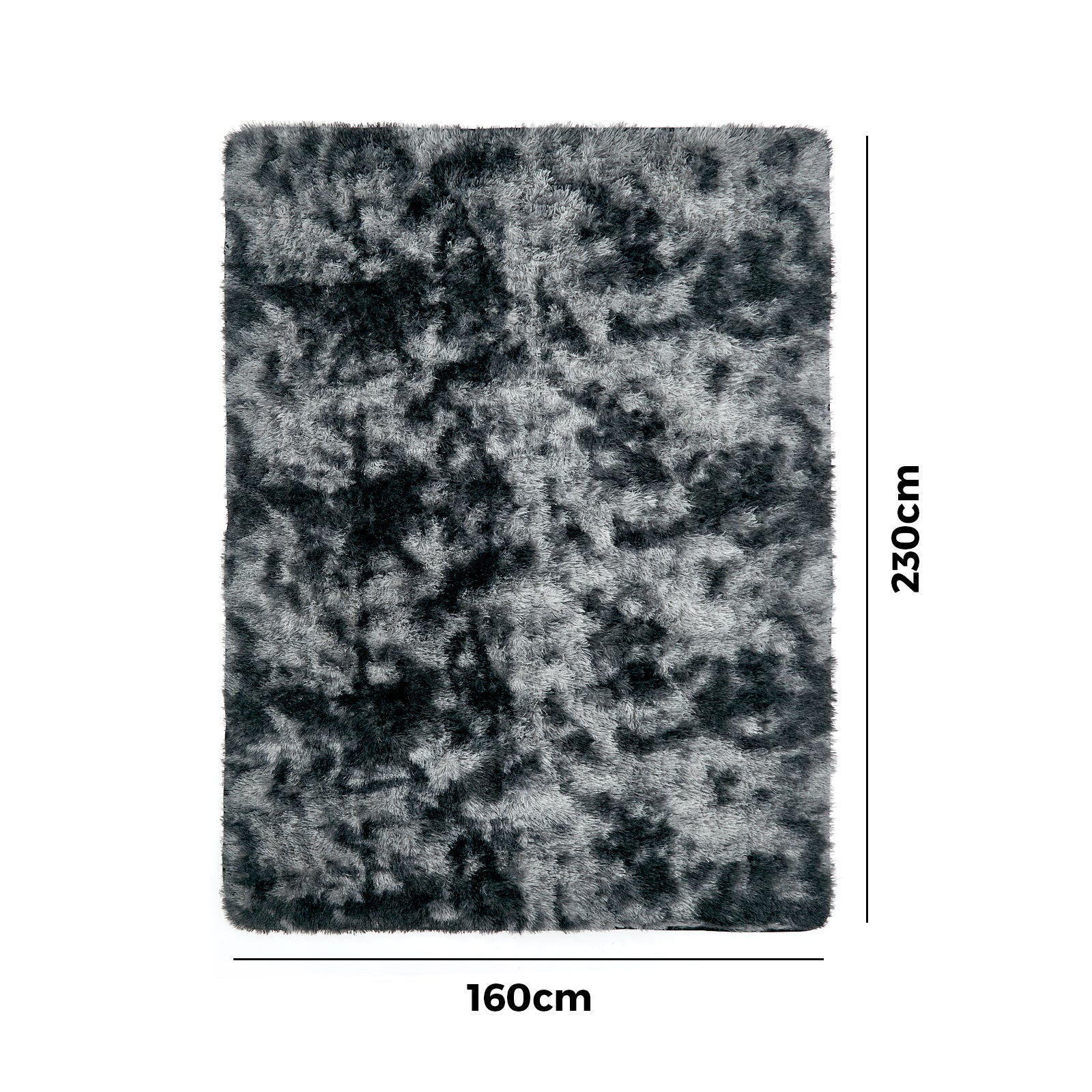 Oikiture Gradient Grey Fluffy Shag Rug Soft Plush Non Slip Floor Mat 160x230cm
