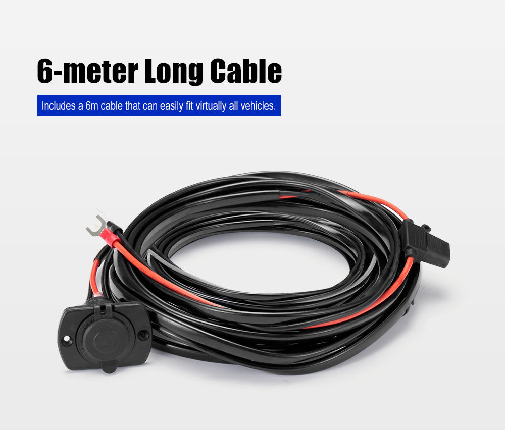 Atem Power 12V Fridge Wiring Kit 6M Cable DC Cig Socket Plug In-line Fuse 4x4 4WD - Sunyee