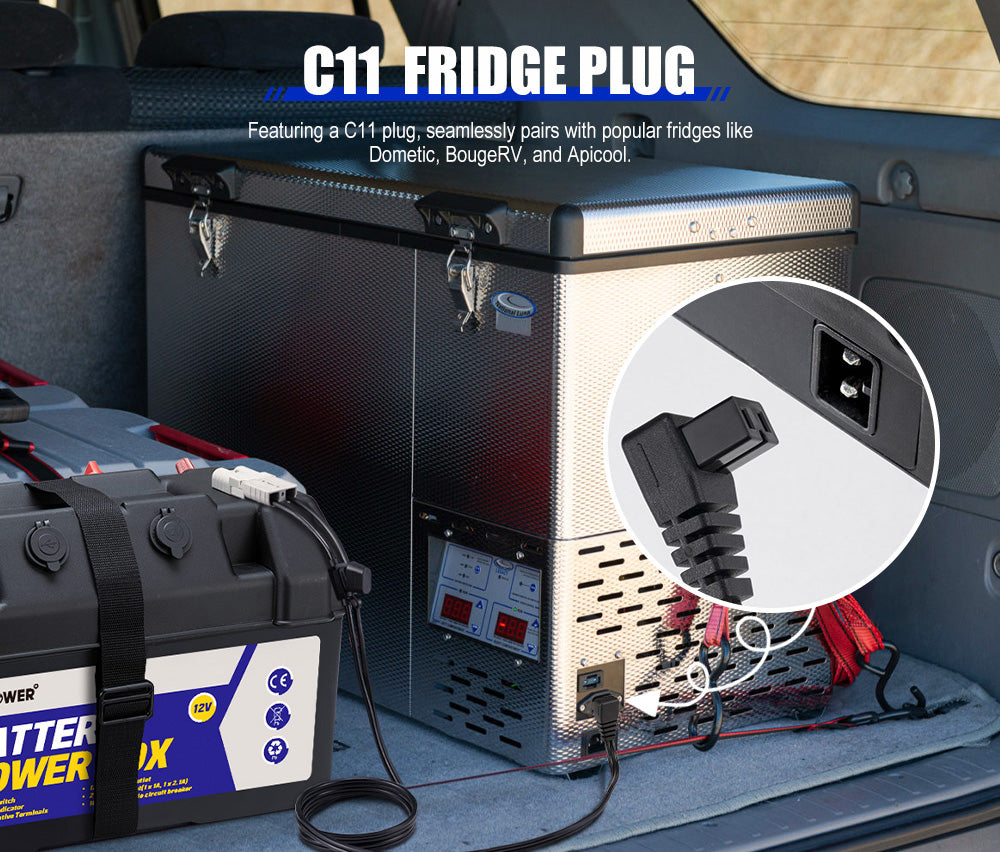 Atem Power 12V Fridge Cable C11 Connector to Anderson Style Plug 1.8M Cable Lead - Sunyee