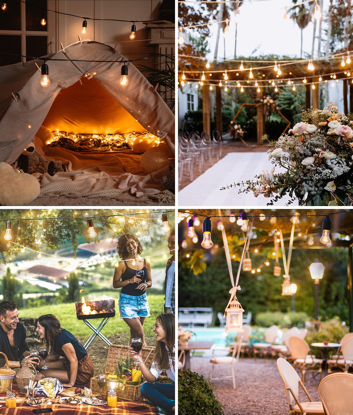 Mazam 50M Festoon String Lights LED Christmas Waterproof Wedding Party Outdoor - Sunyee