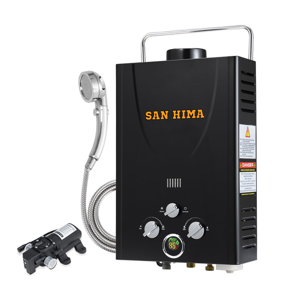 San Hima Portable Gas Hot Water Heater System 8L Caravan Outdoor Camping Shower - Sunyee
