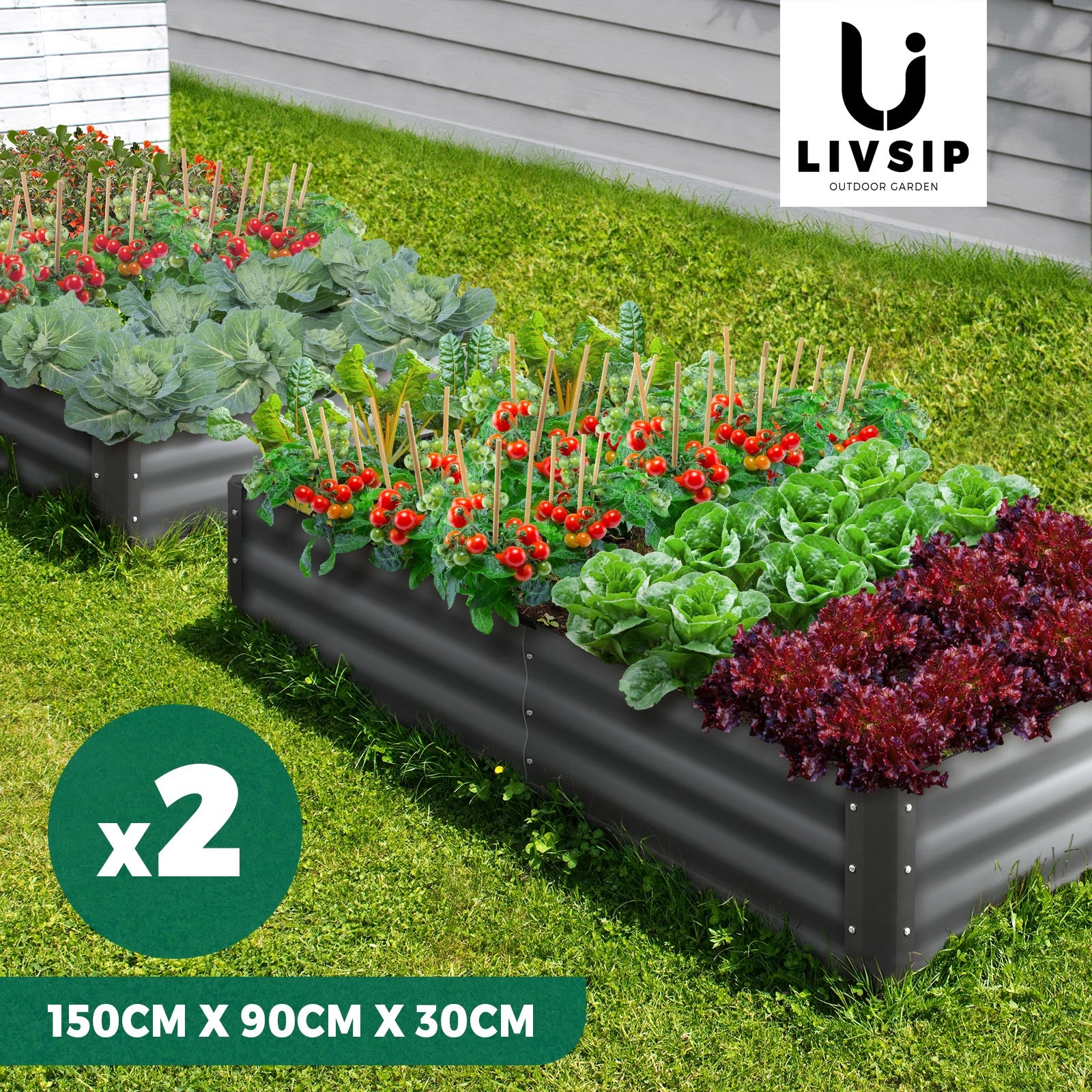 Livsip Garden Bed 9 Models x1 x2 Raised Planter Box Container Galvanised Steel - Sunyee