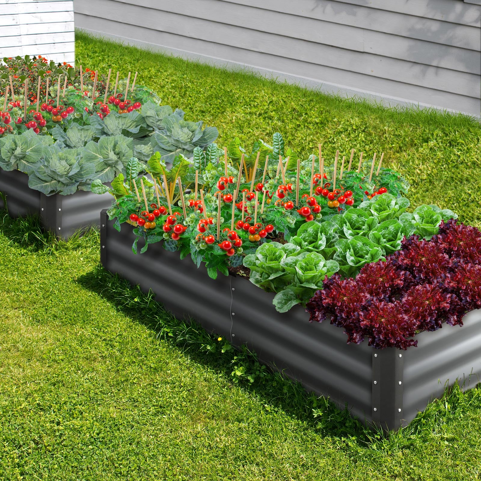 Livsip Garden Bed Raised Instant Planter x 2 Galvanised Steel 150 x 90 x 30CM - Sunyee