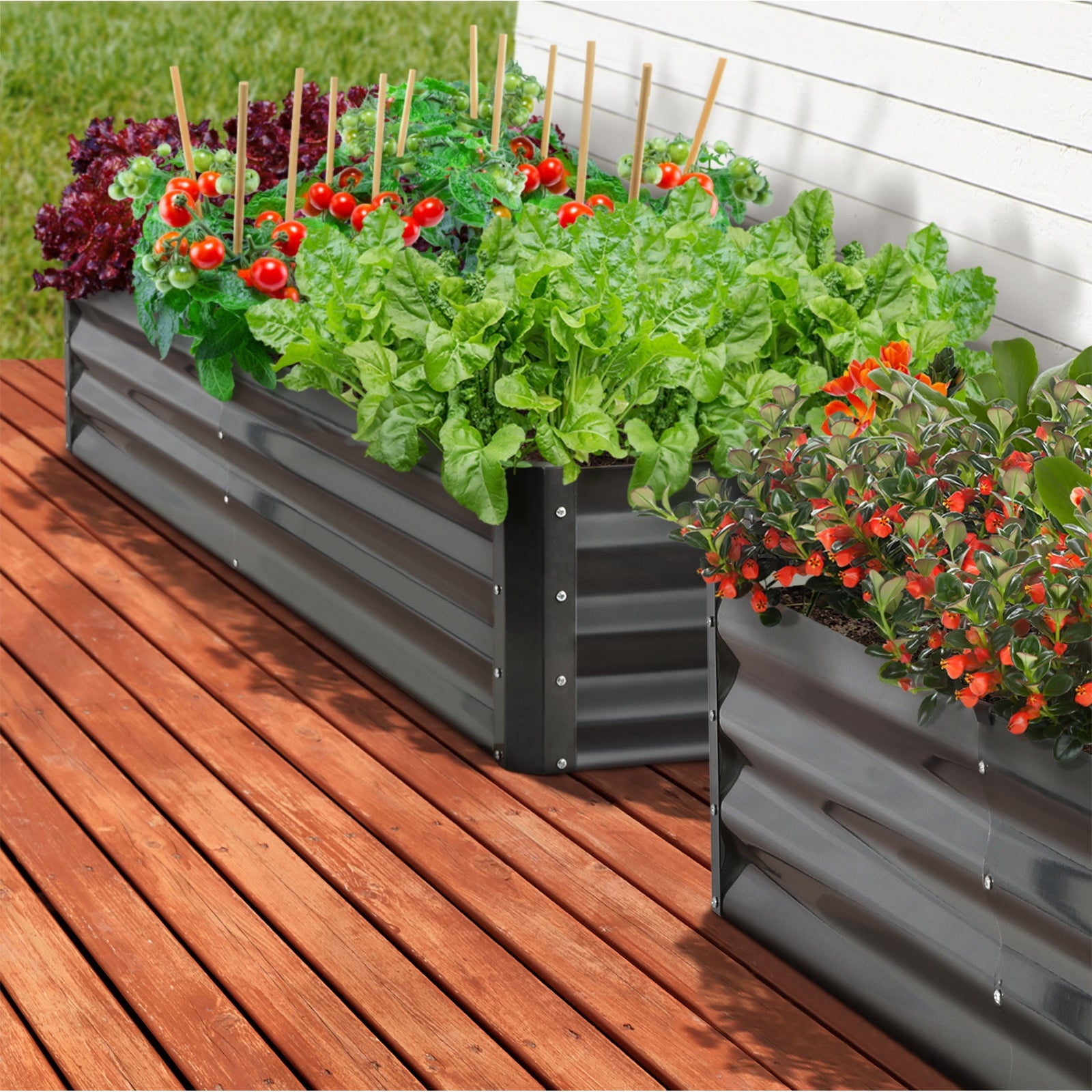 Livsip x4 Garden Bed Raised Instant Planter Galvanised Steel 150x90x30CM - Sunyee