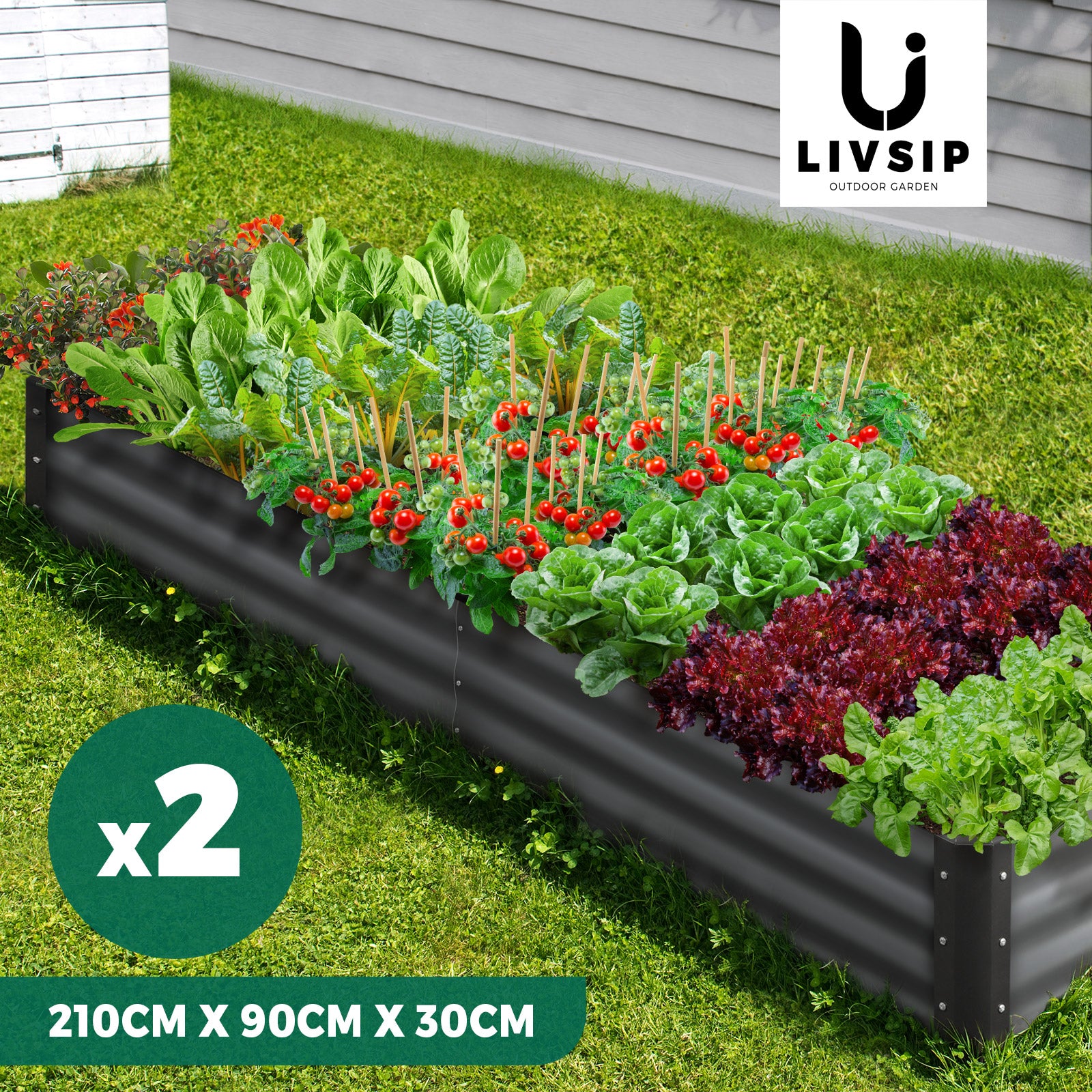 Livsip Garden Bed 9 Models x1 x2 Raised Planter Box Container Galvanised Steel - Sunyee