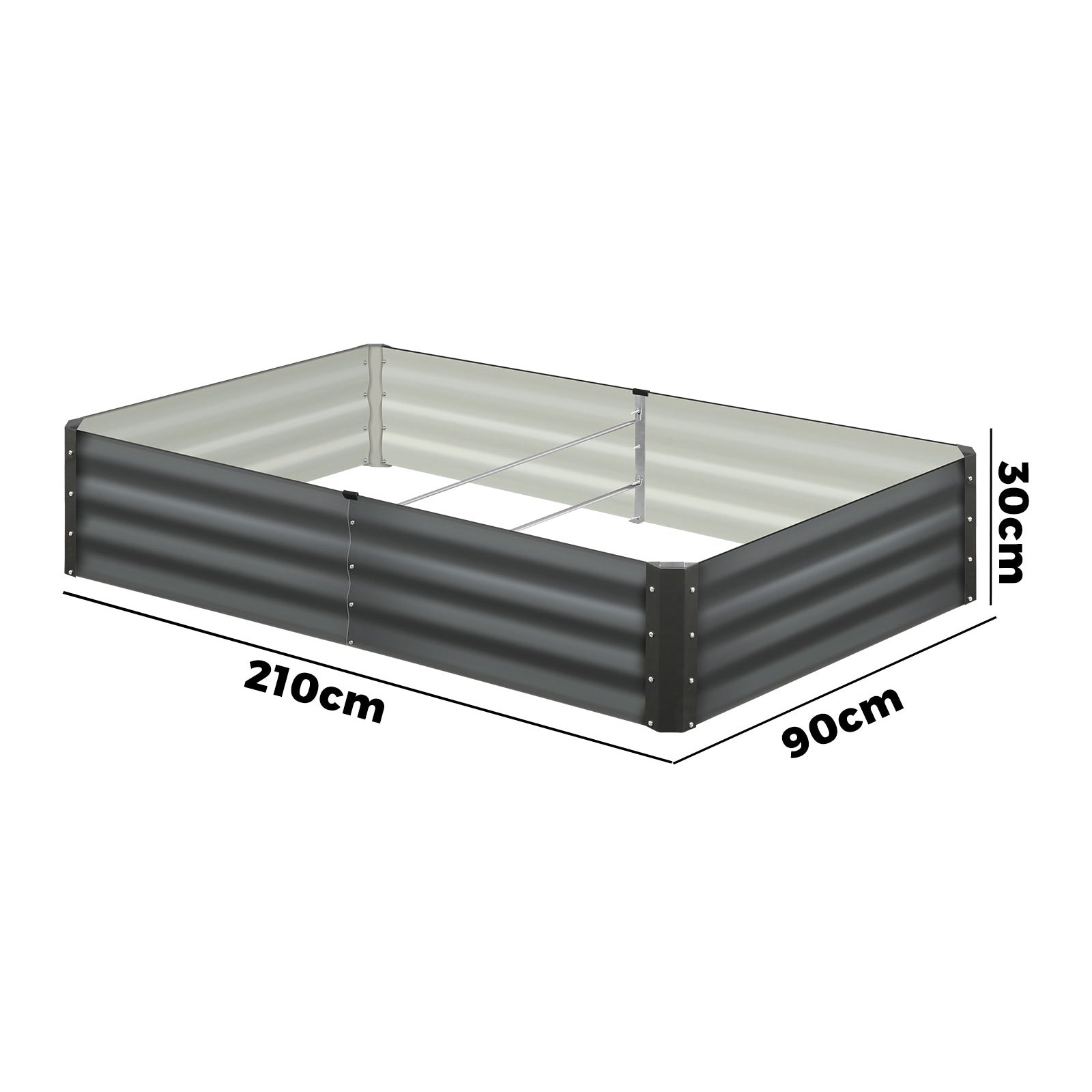 Livsip Garden Bed Garden Fence Raised Planter x 2 Galvanised Steel 210x90x30CM - Sunyee