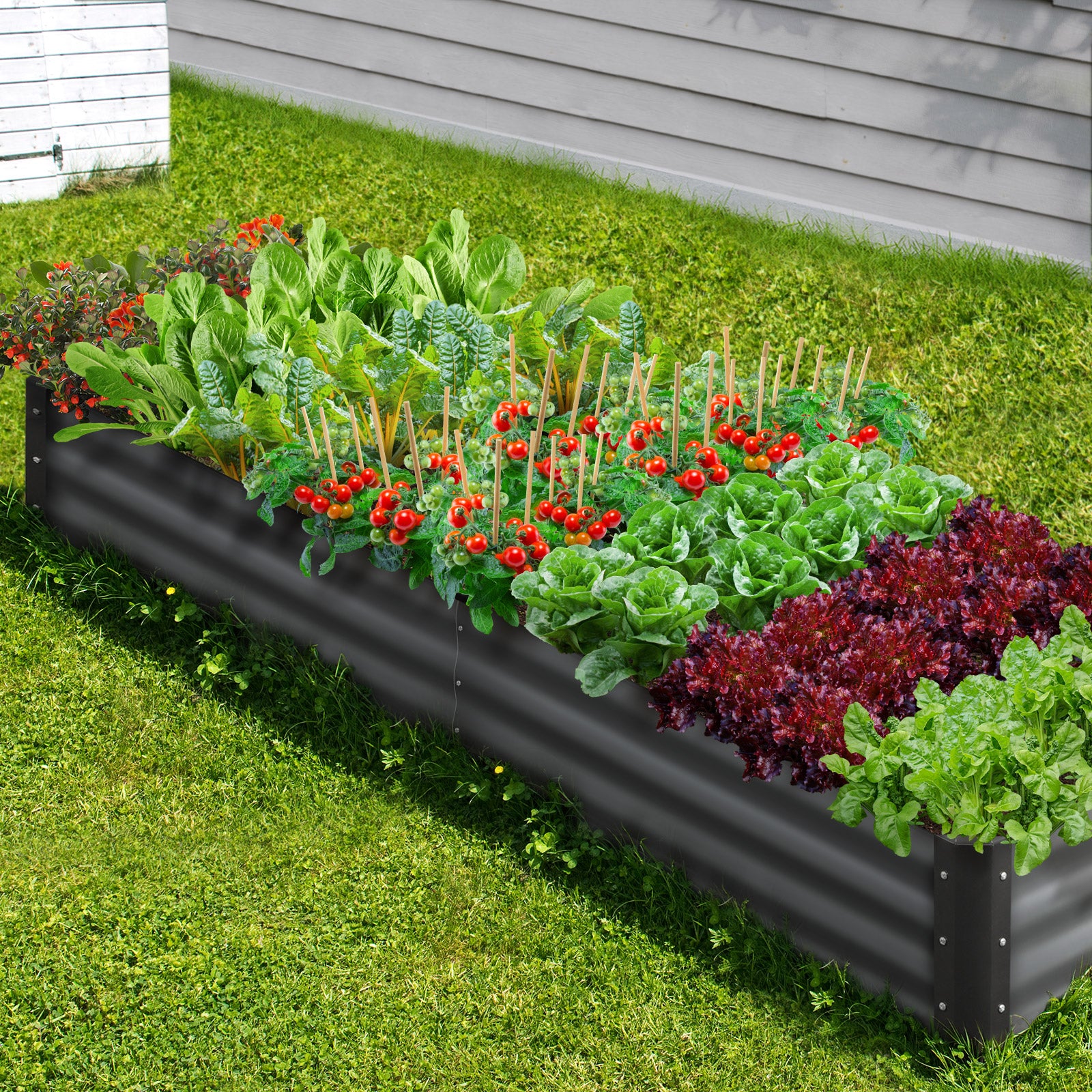 Livsip Garden Bed Garden Fence Raised Planter x 2 Galvanised Steel 210x90x30CM - Sunyee