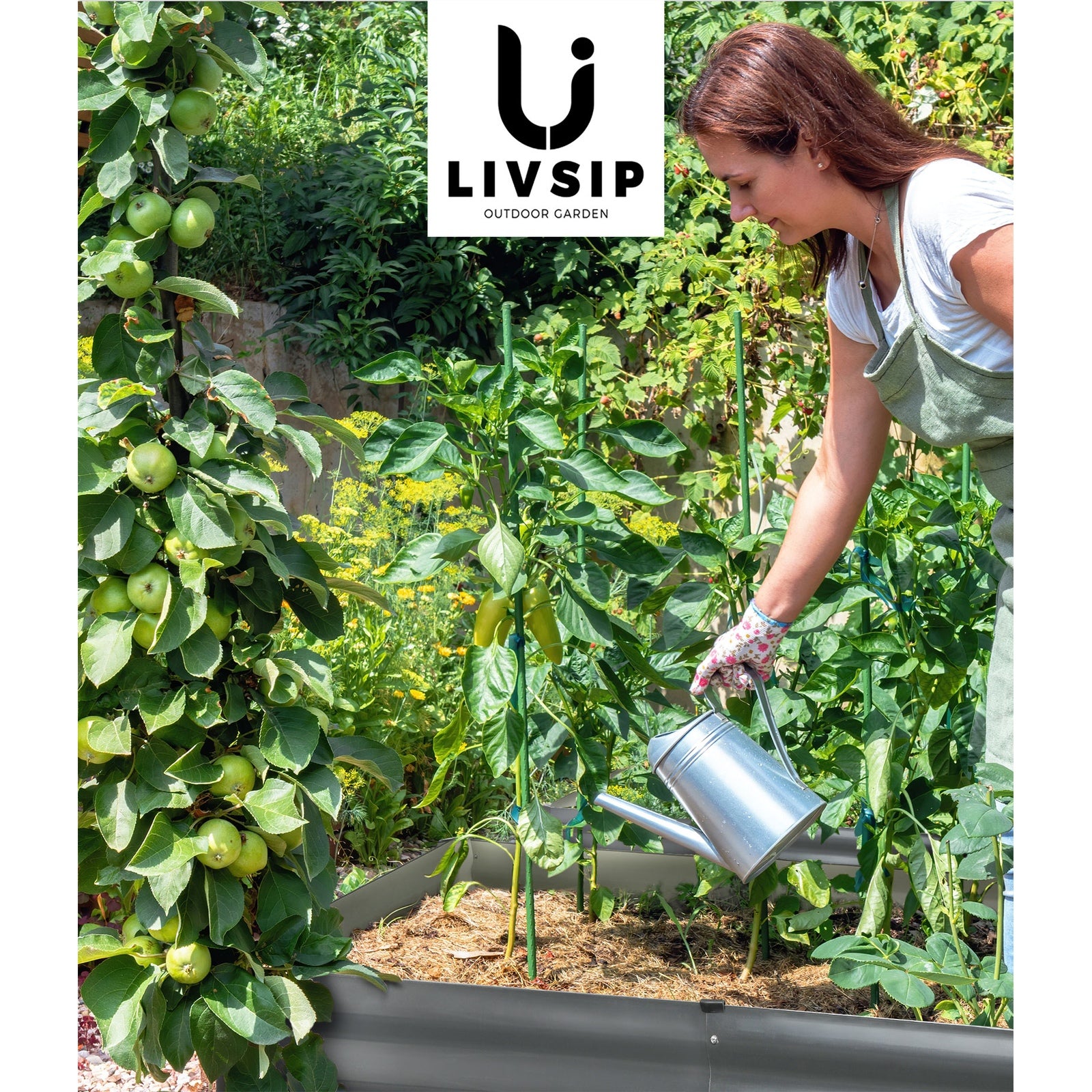 Livsip x4 Garden Bed Garden Fence Raised Planter Galvanised Steel 210x90x30CM - Sunyee