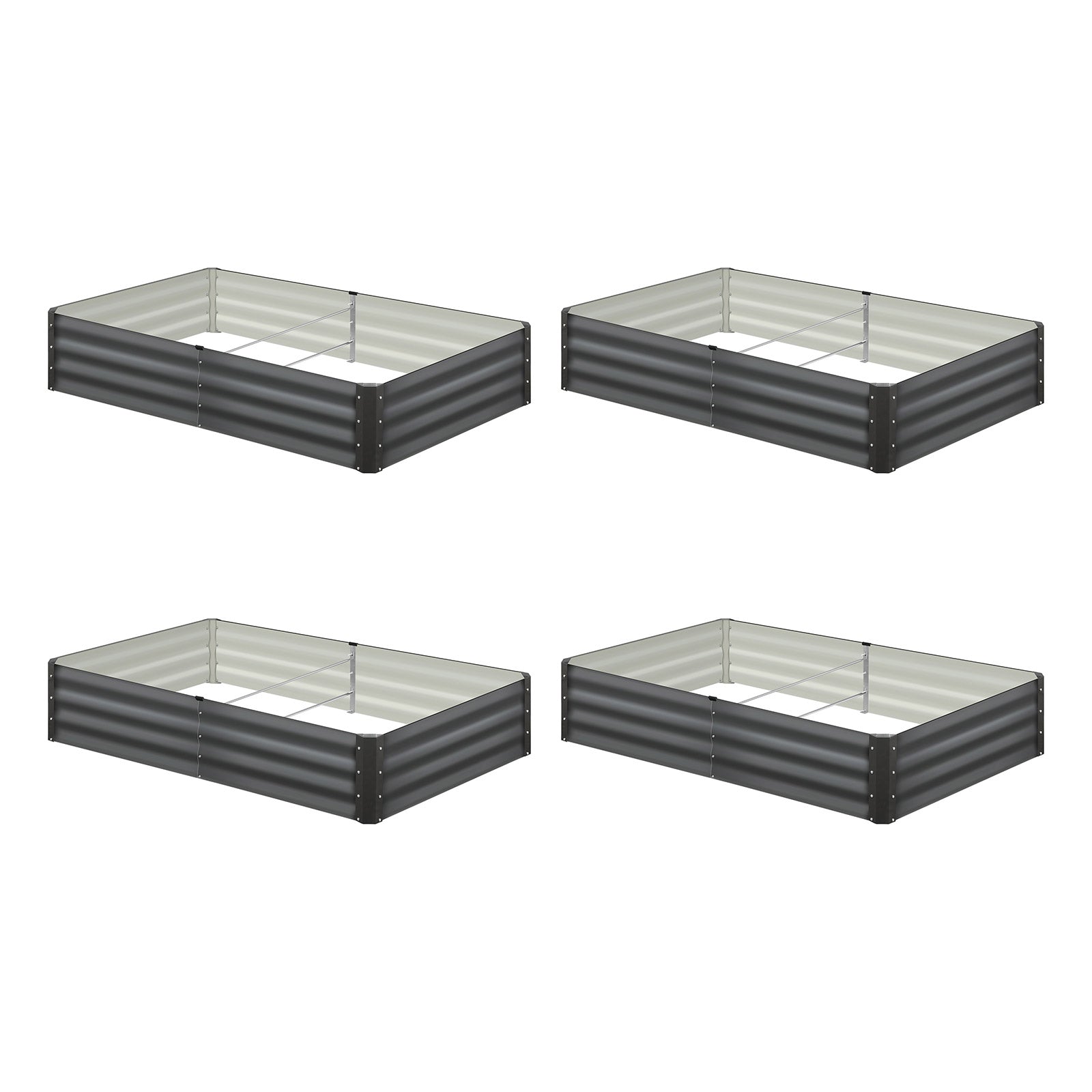 Livsip x4 Garden Bed Garden Fence Raised Planter Galvanised Steel 210x90x30CM - Sunyee