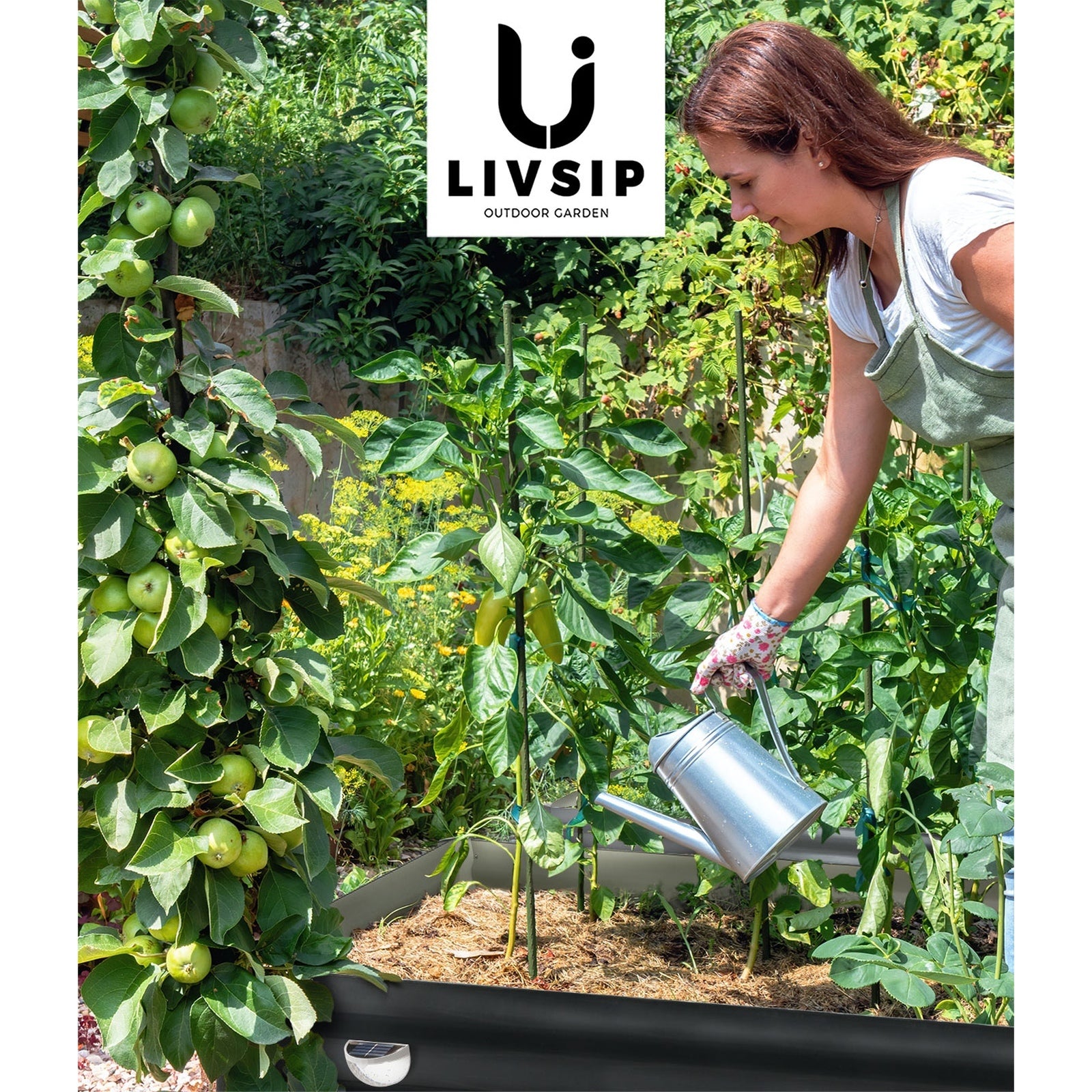 Livsip 2x Garden Bed 210x90x30cm LED Plant Stand Box Raised Container Galvanise - Sunyee