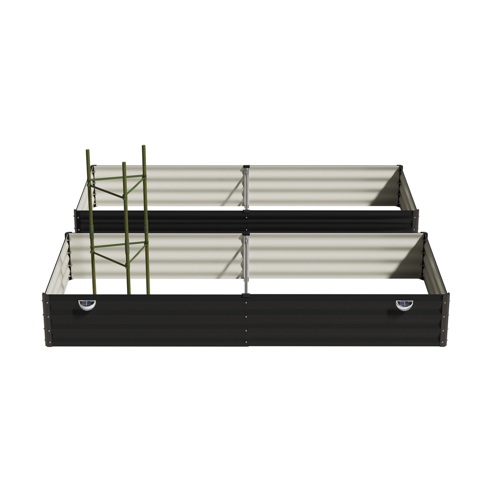 Livsip 2x Garden Bed 210x90x30cm LED Plant Stand Box Raised Container Galvanise - Sunyee