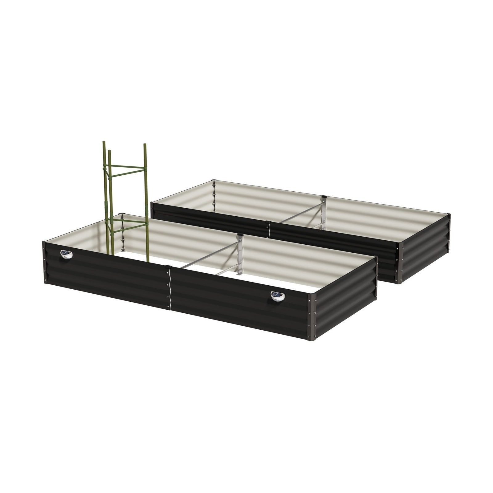 Livsip 2x Garden Bed 210x90x30cm LED Plant Stand Box Raised Container Galvanise - Sunyee