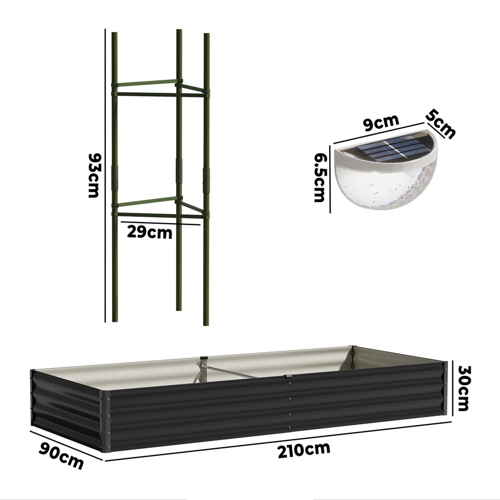 Livsip 2x Garden Bed 210x90x30cm LED Plant Stand Box Raised Container Galvanise - Sunyee