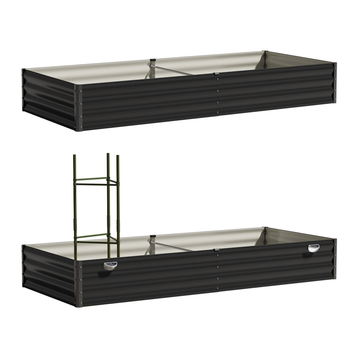 Livsip Garden Bed Garden Fence Raised Planter x 2 Galvanised Steel 210x90x30CM