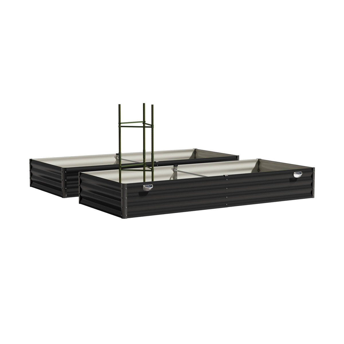 Livsip 4x Garden Bed 210x90x30cm LED Plant Stand Box Raised Container Galvanise - Sunyee
