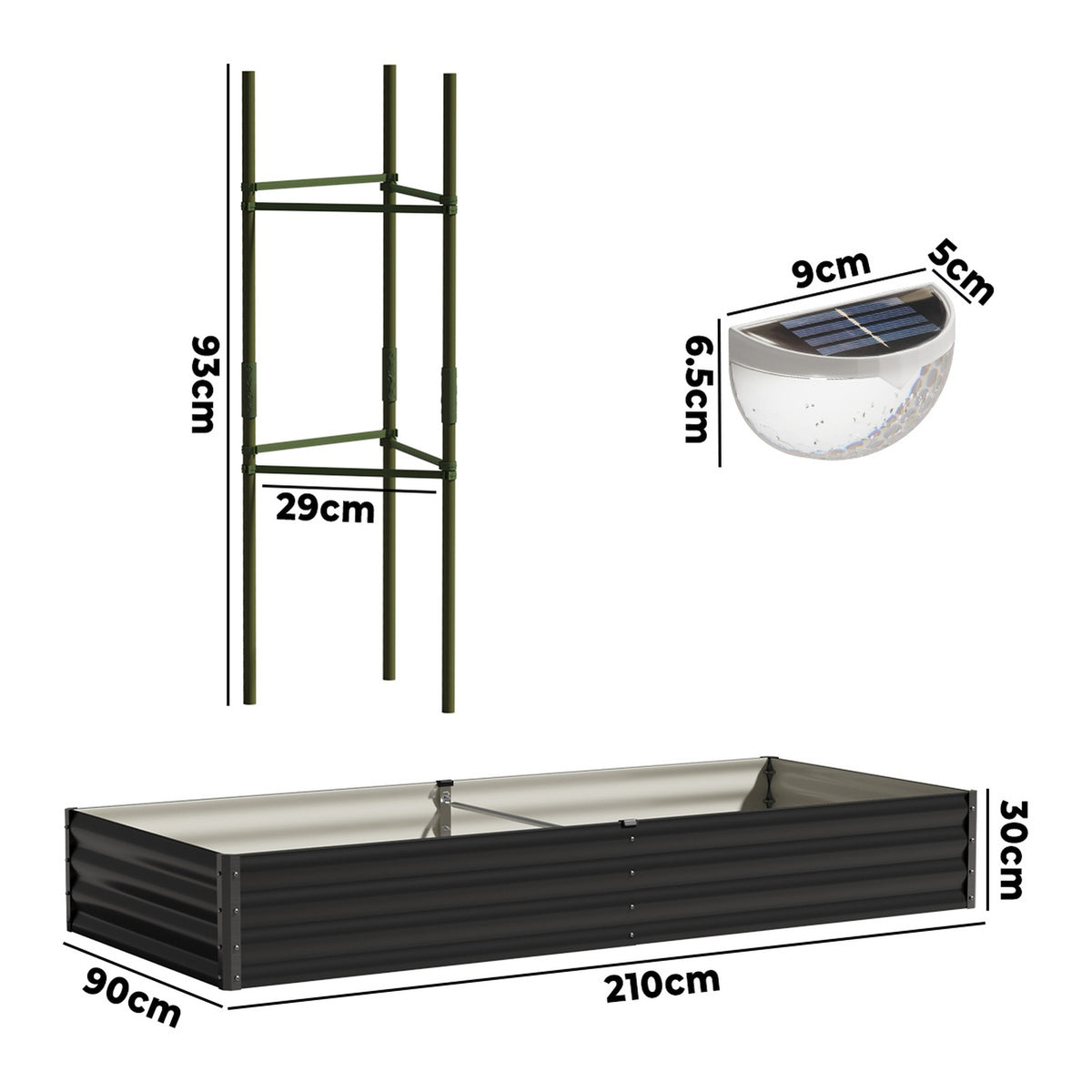Livsip 4x Garden Bed 210x90x30cm LED Plant Stand Box Raised Container Galvanise - Sunyee