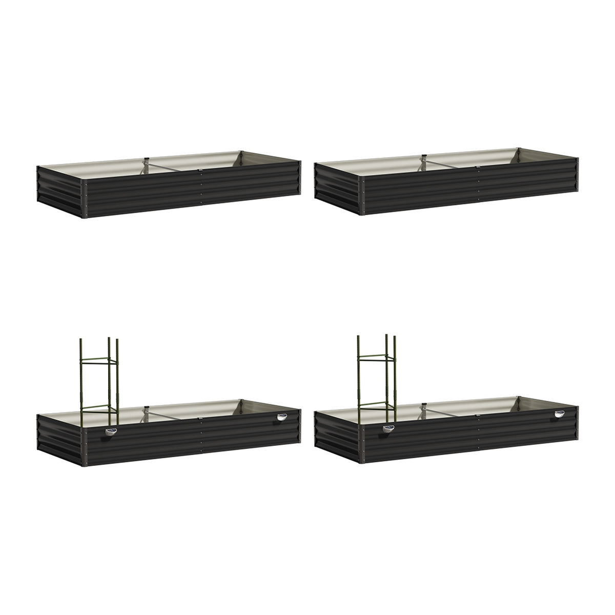 Livsip 4x Garden Bed 210x90x30cm LED Plant Stand Box Raised Container Galvanise - Sunyee