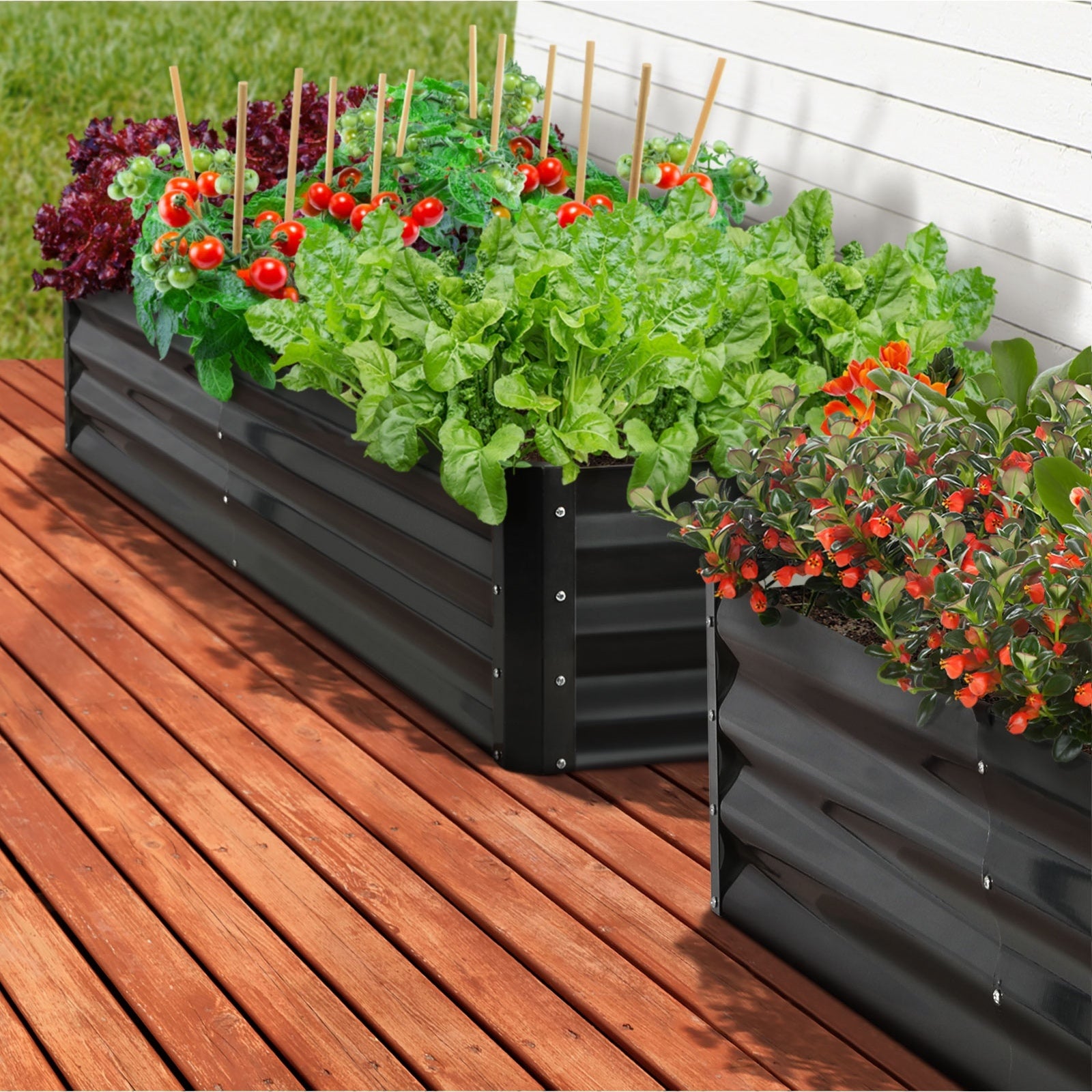 Livsip Garden Bed 290x90x30cm Planter Stand Box Raised Container Galvanise - Sunyee