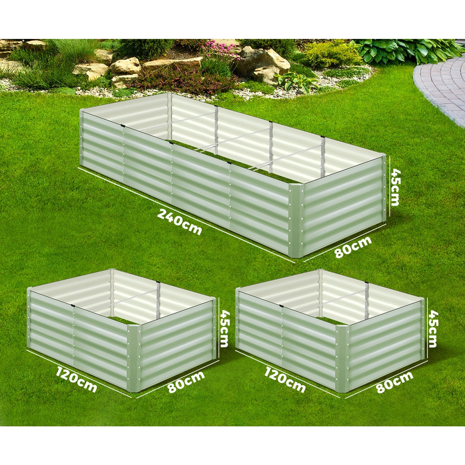 Livsip Garden Bed 240x80x45CM Raised Container Vegetable Planter Box Green - Sunyee