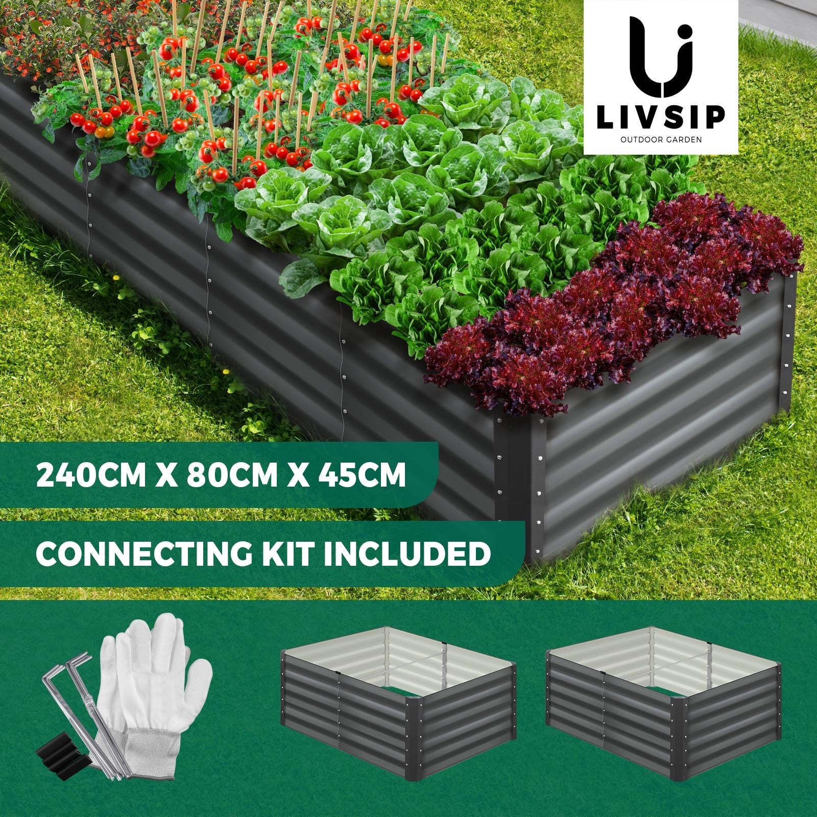Livsip Garden Bed 9 Models x1 x2 Raised Planter Box Container Galvanised Steel - Sunyee