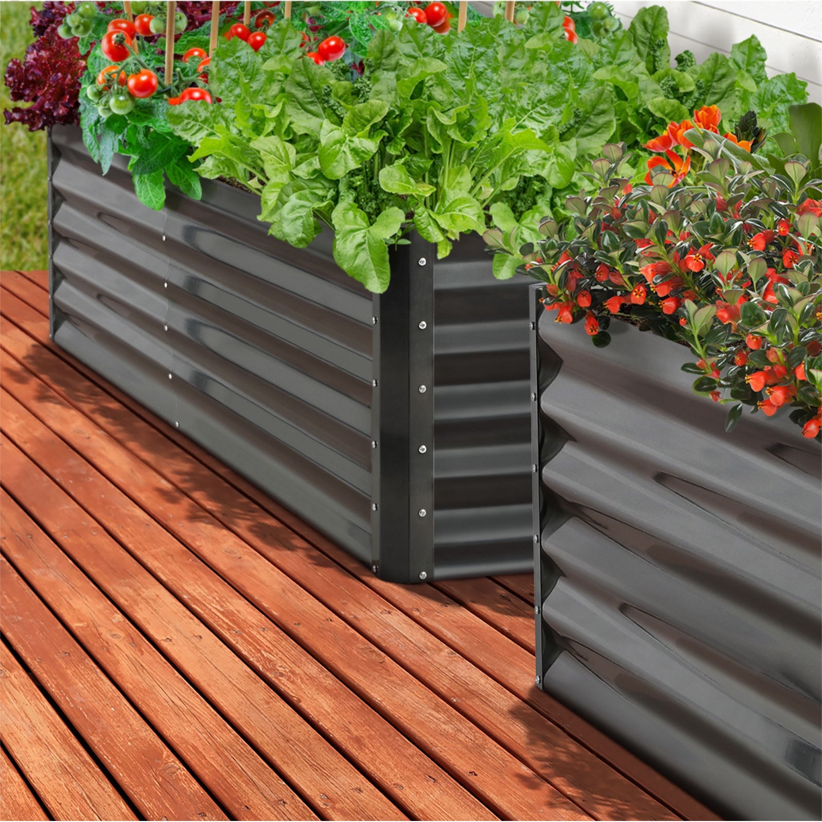 Livsip Garden Raised Bed Vegetable Planter Kit Galvanised Steel 240x80x45CM - Sunyee