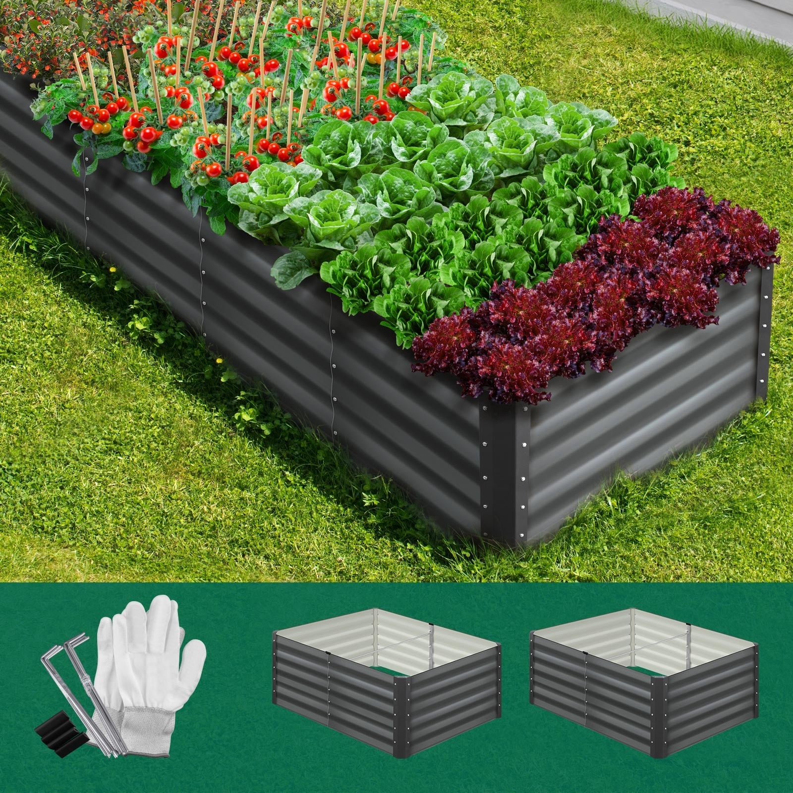 Livsip Garden Raised Bed Vegetable Planter Kit Galvanised Steel 240x80x45CM - Sunyee