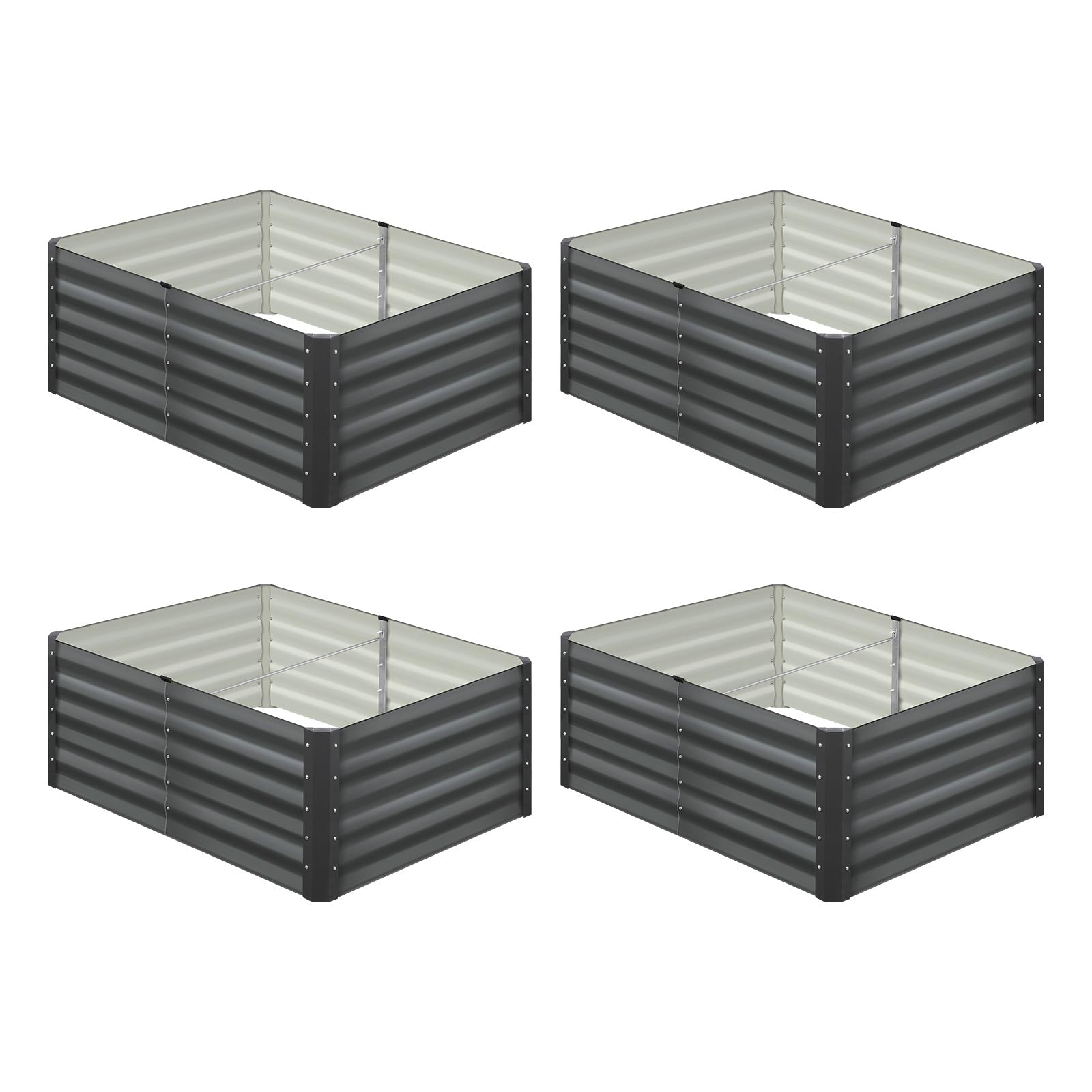 Livsip x2 Garden Raised Bed Vegetable Planter Kit Galvanised Steel 240x80x45CM - Sunyee