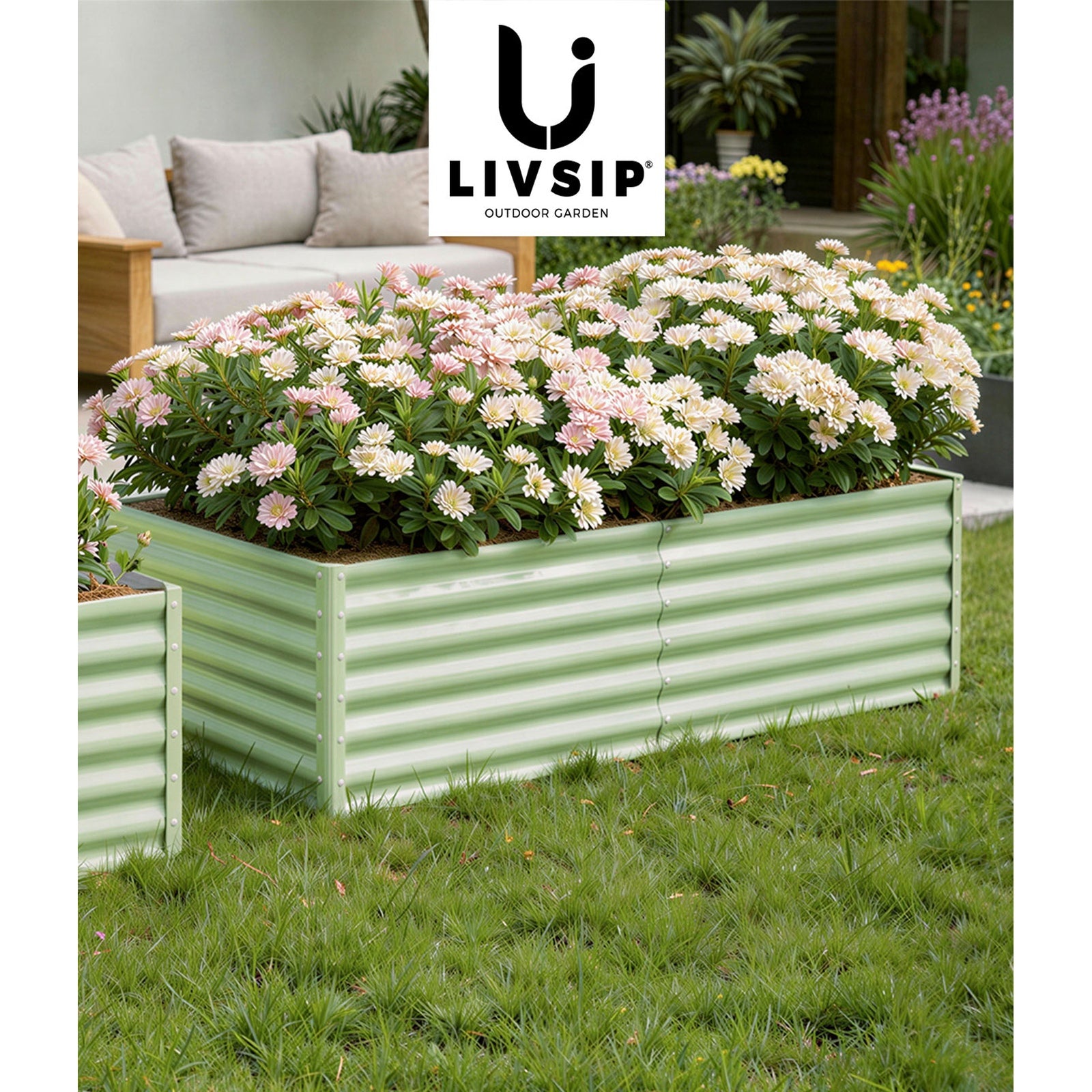Livsip Garden Bed 320x80x45CM Raised Container Vegetable Planter Box Green - Sunyee