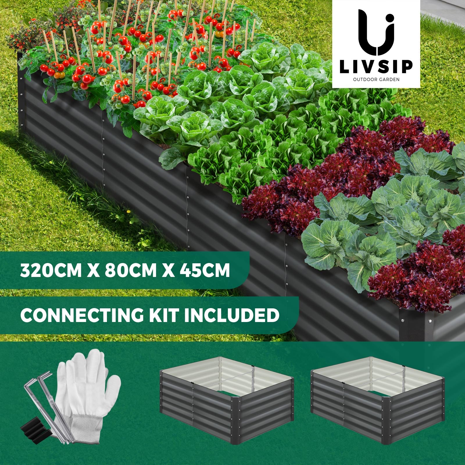 Livsip Garden Bed 9 Models x1 x2 Raised Planter Box Container Galvanised Steel - Sunyee