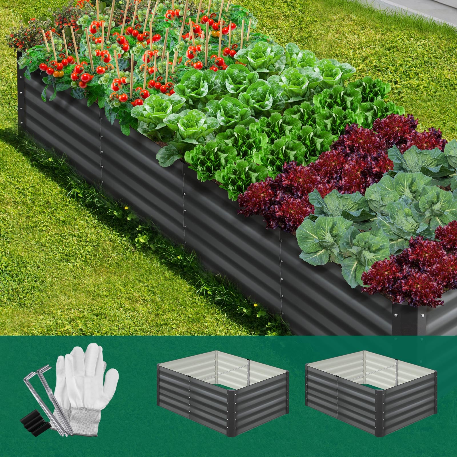 Livsip Garden Bed Kits Raised Instant Planter 320x80x45CM Galvanised Steel - Sunyee