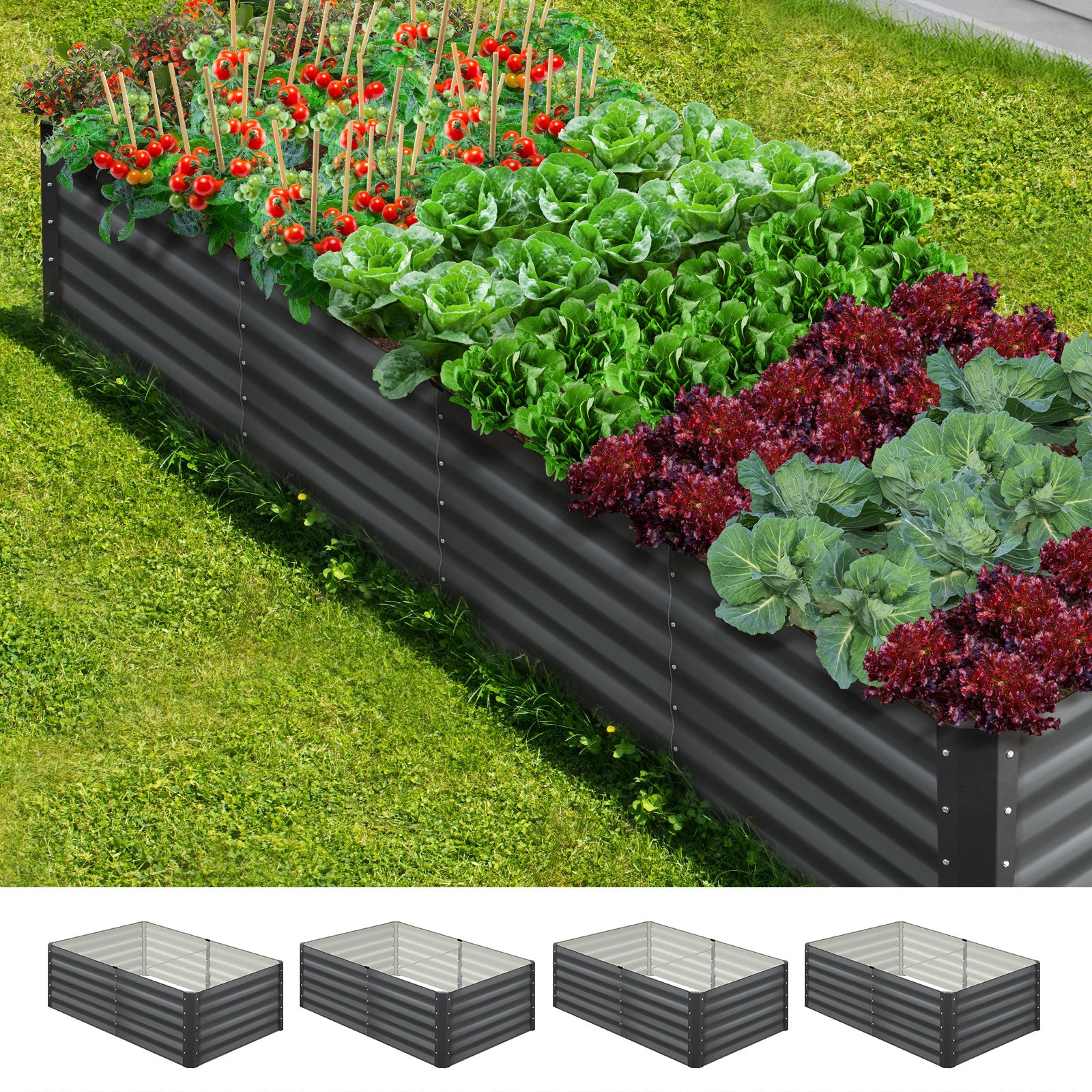 Livsip x2 Garden Bed Kits Raised Instant Planter 320x80x45CM Galvanised Steel - Sunyee